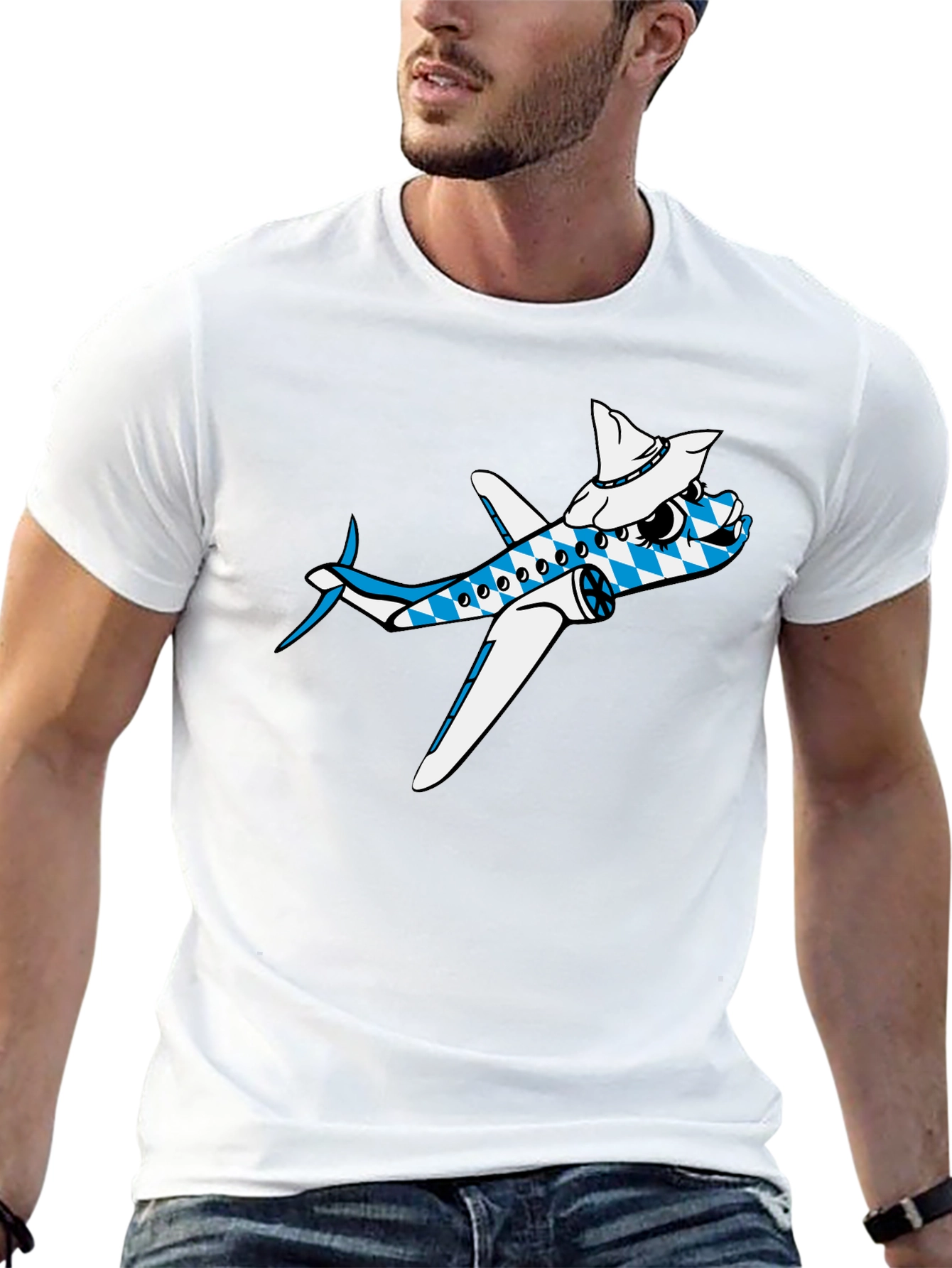 Black Cartoon Airplane Tee view 13