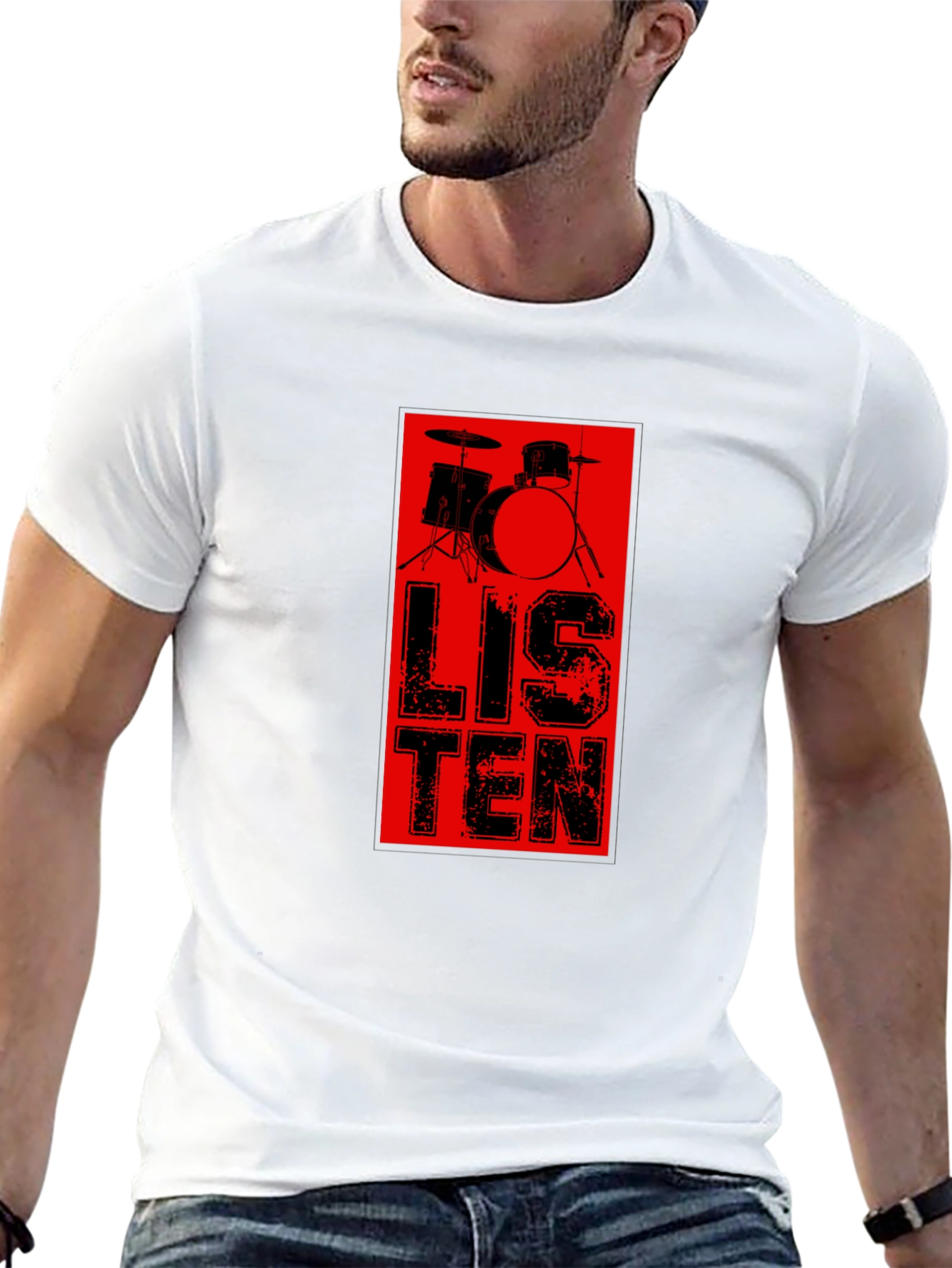 Black Listen Drum T-Shirt view 13