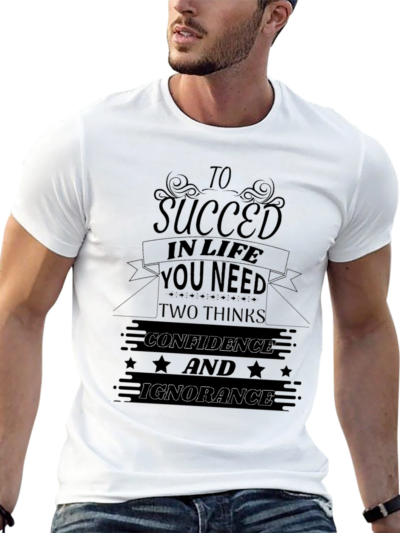 Black Succeed in Life Funny Graphic T-Shirt view 13