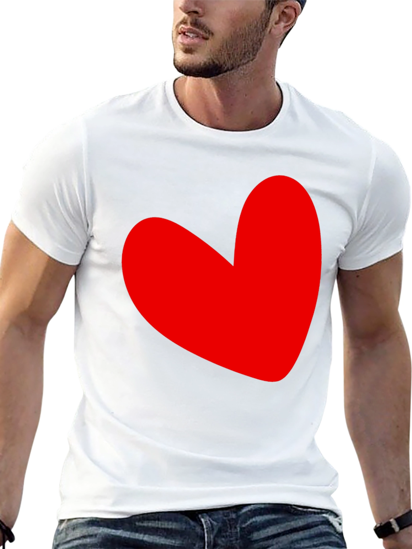 Black Red Heart Graphic Black T-Shirt view 13