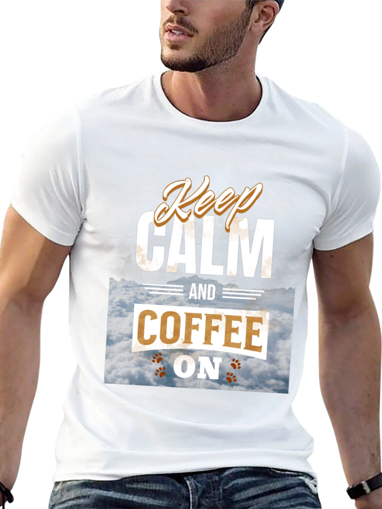 Black Keep Calm and Coffee On Graphic Tee view 13