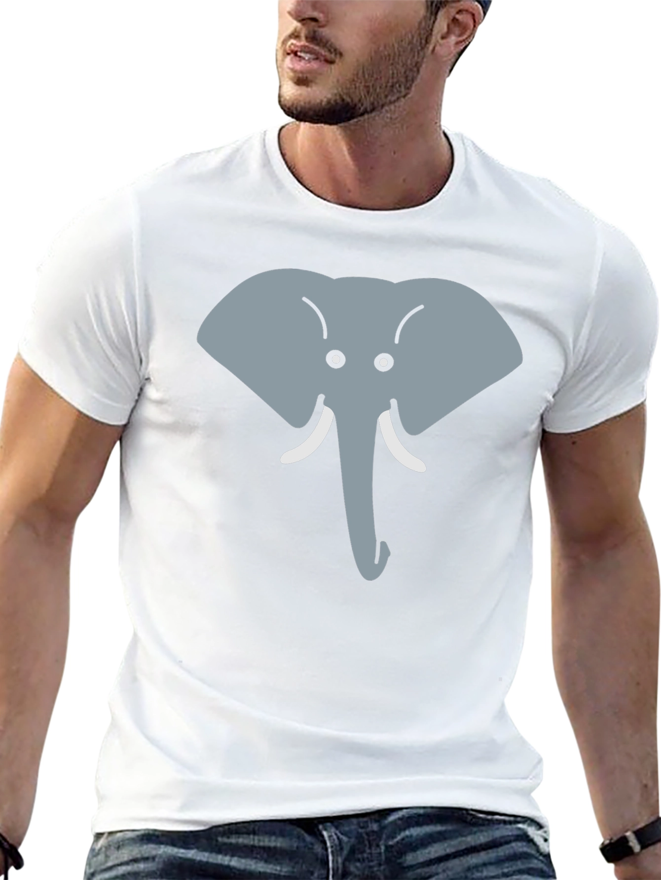 Black Cartoon Elephant Graphic Tee - Black Cotton Casual Top view 13
