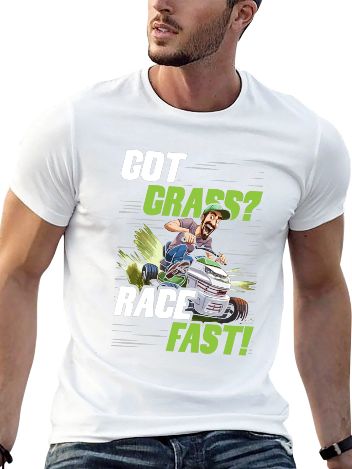 Black Got Grass? Funny Lawn Mower Racing T-Shirt view 13