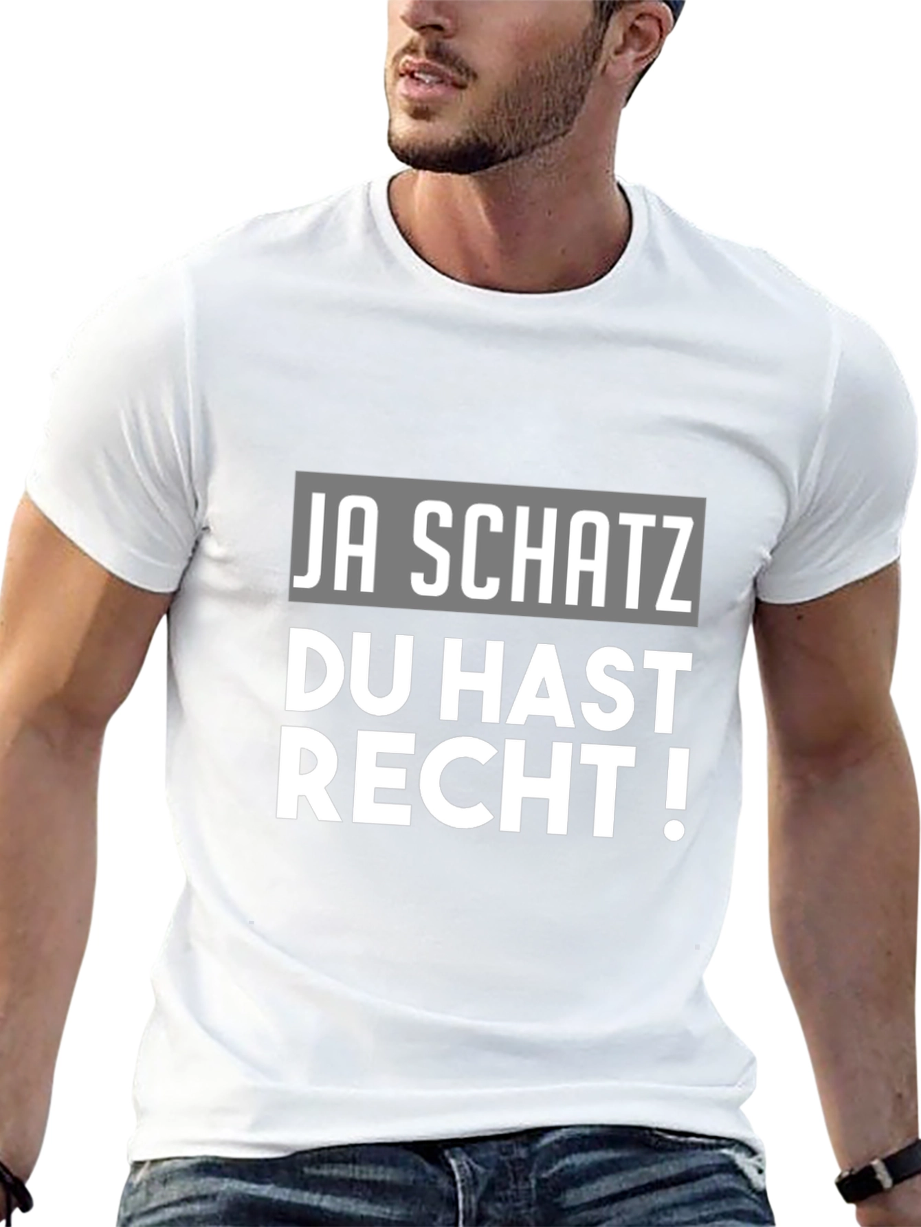 Black Ja Schatz Du Hast Recht! Men's Black T-Shirt view 13