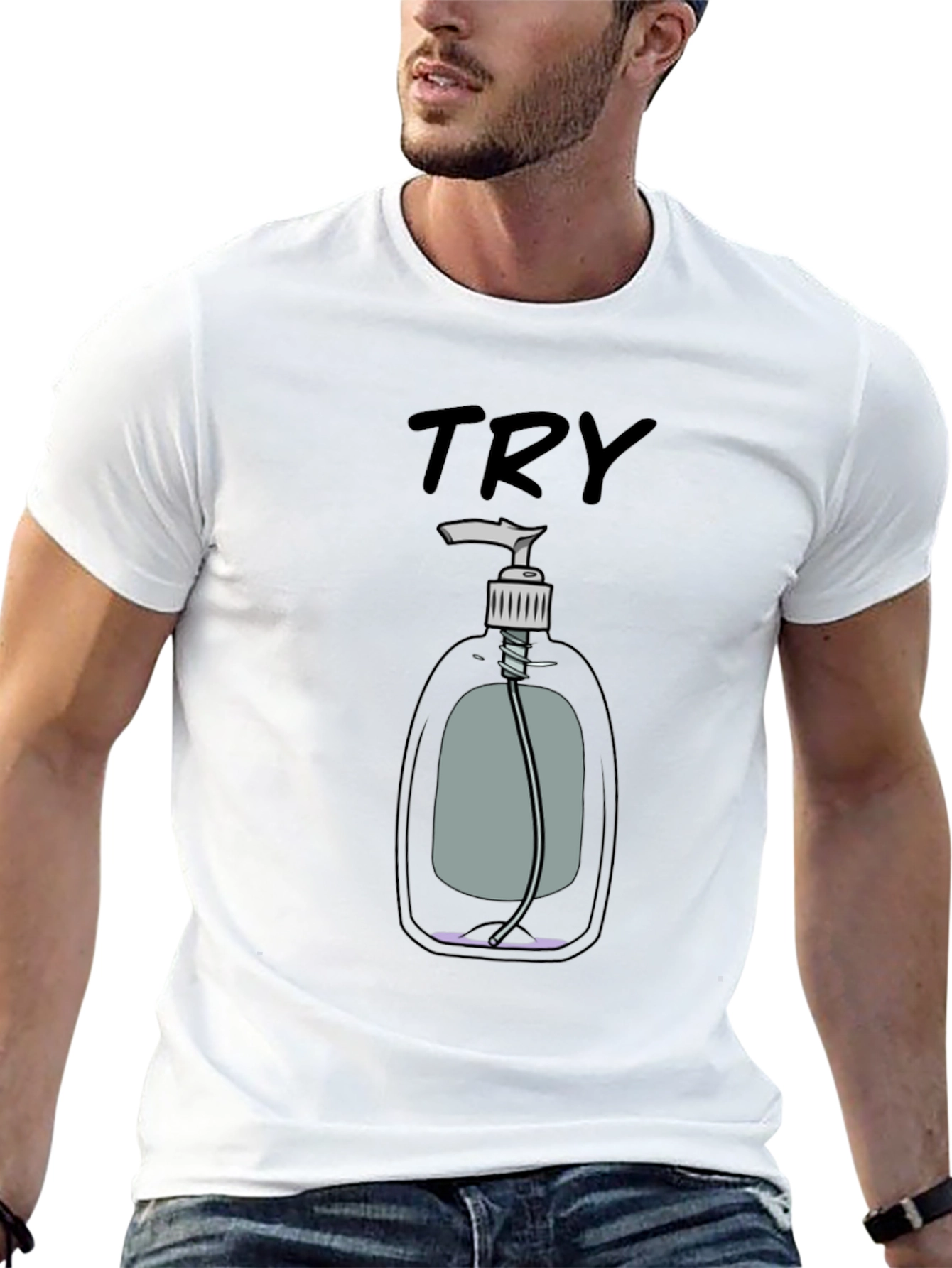 Black Try Hand Sanitizer Graphic T-Shirt view 13