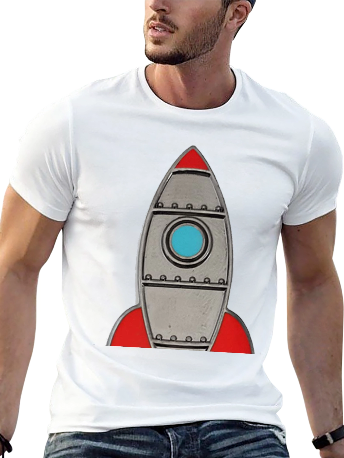 Black Retro Rocket T-Shirt - Space Adventure Tee view 13