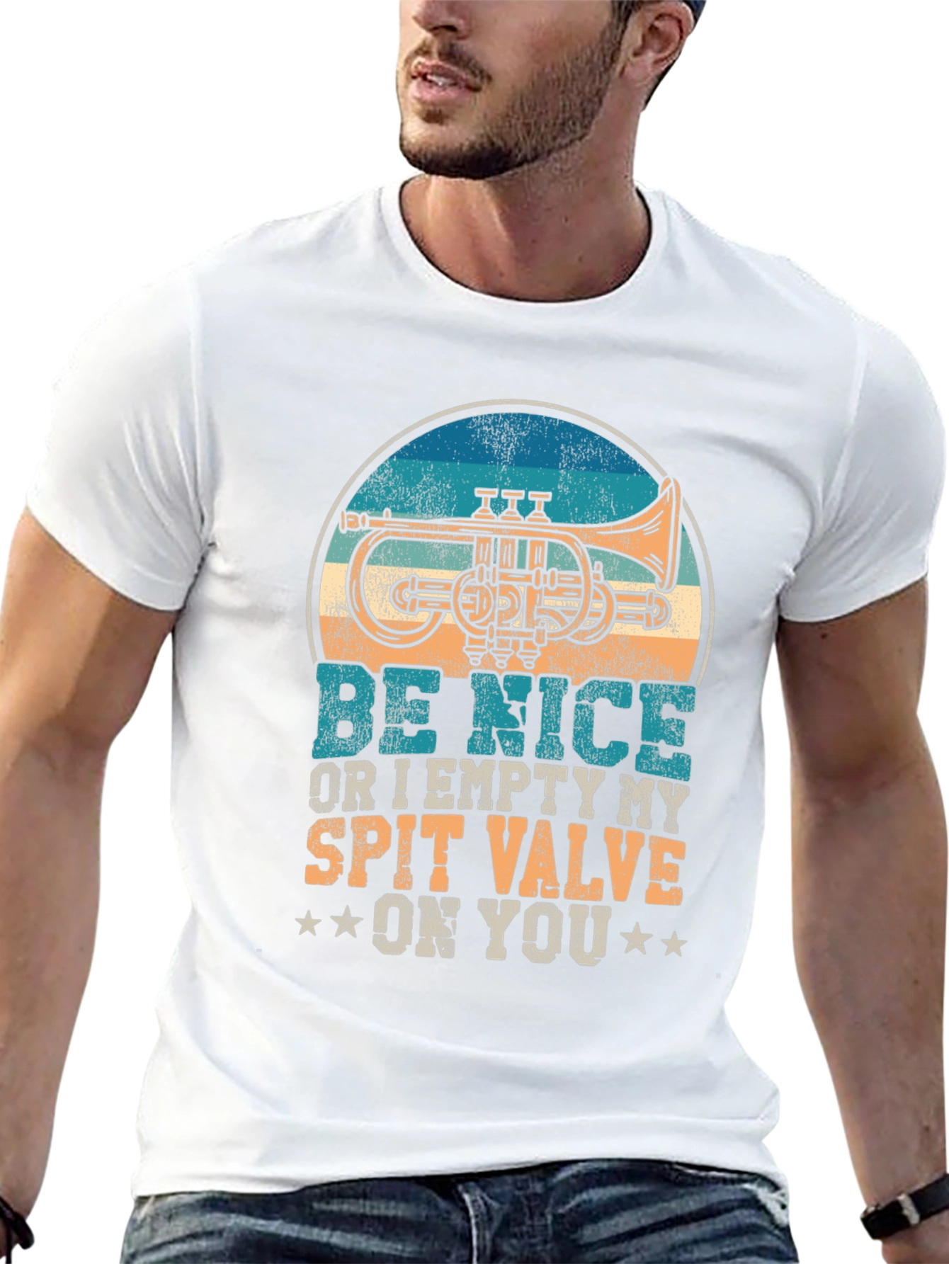 Black Be Nice or Empty My Spit Valve Trumpet T-Shirt view 13