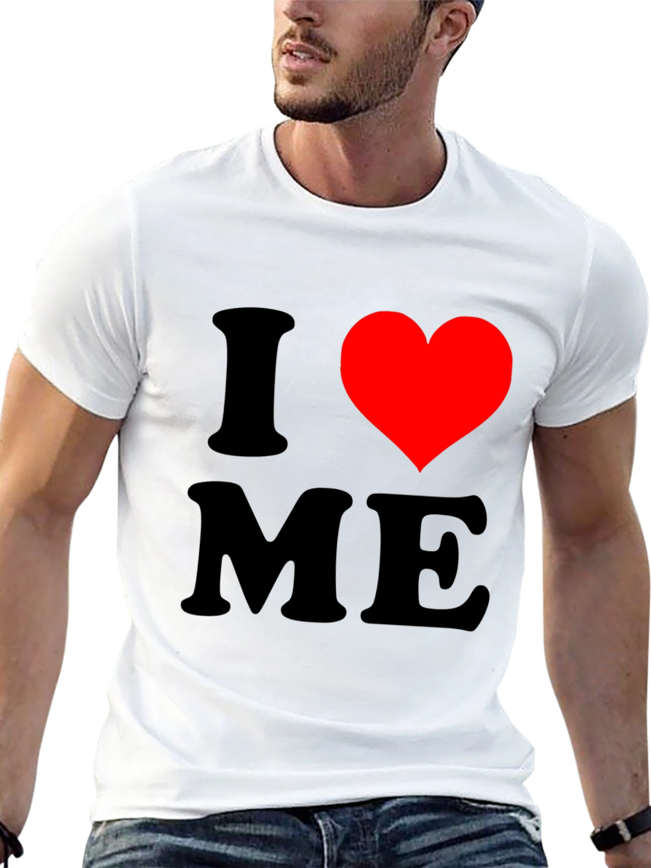 Black I Love Me T-Shirt, Novelty Graphic Tee view 13