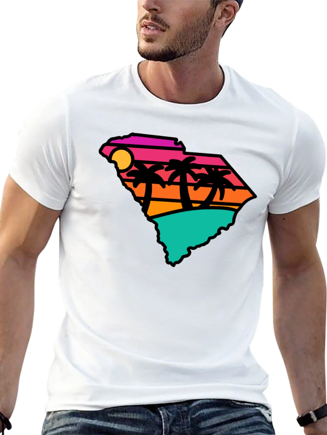 Black South Carolina Retro Beach T-Shirt view 13