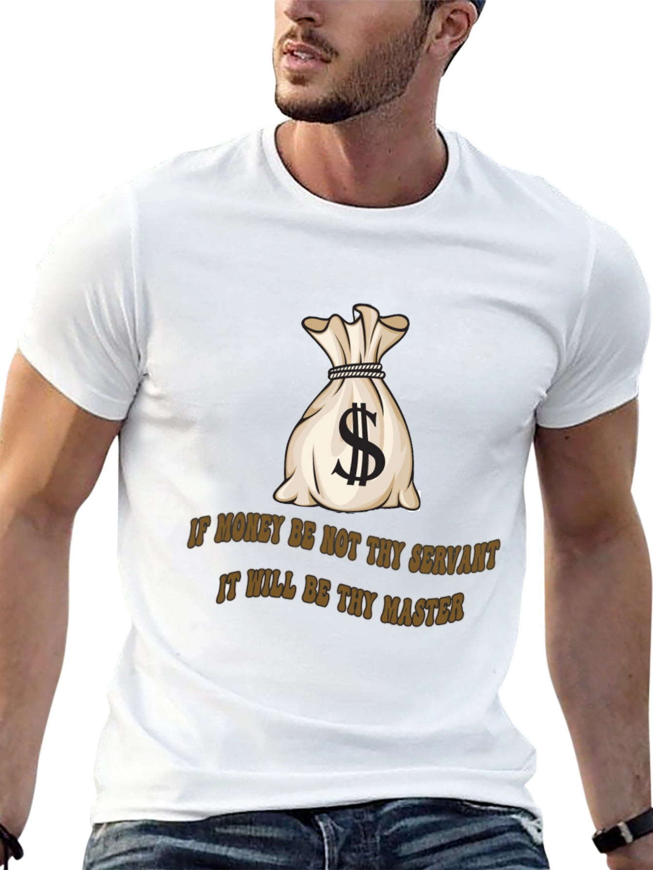 Black Money Bag T-Shirt: If Money Be Not Thy Servant Tee view 13