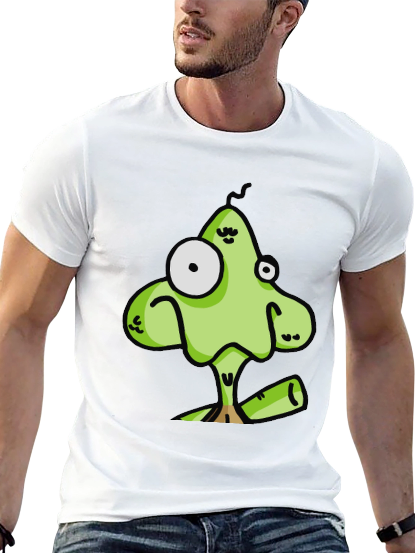 Black Funky Green Cartoon Creature Black T-Shirt view 13