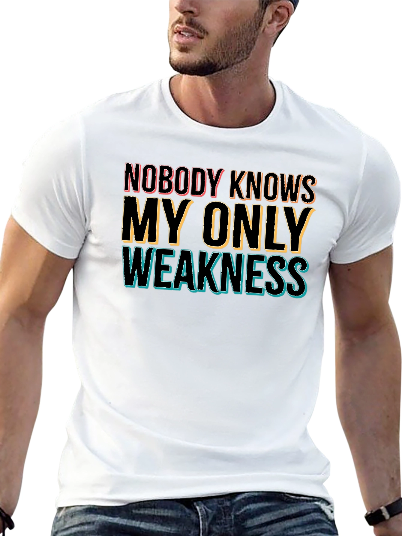 Black Nobody Knows My Only Weakness Graphic Tee view 13