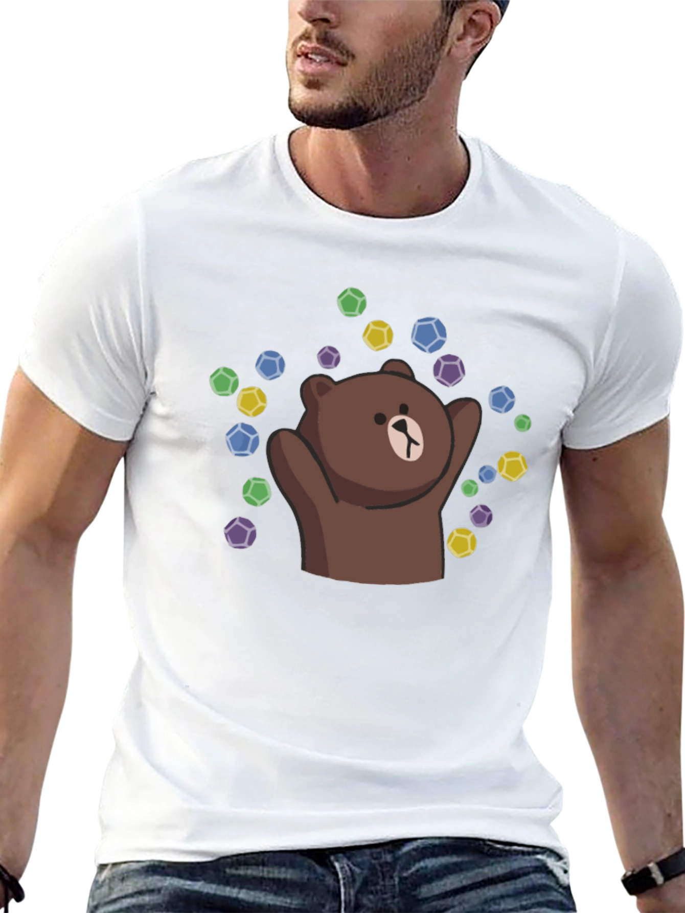 Black Cute Brown Bear T-Shirt - Graphic Tee view 13