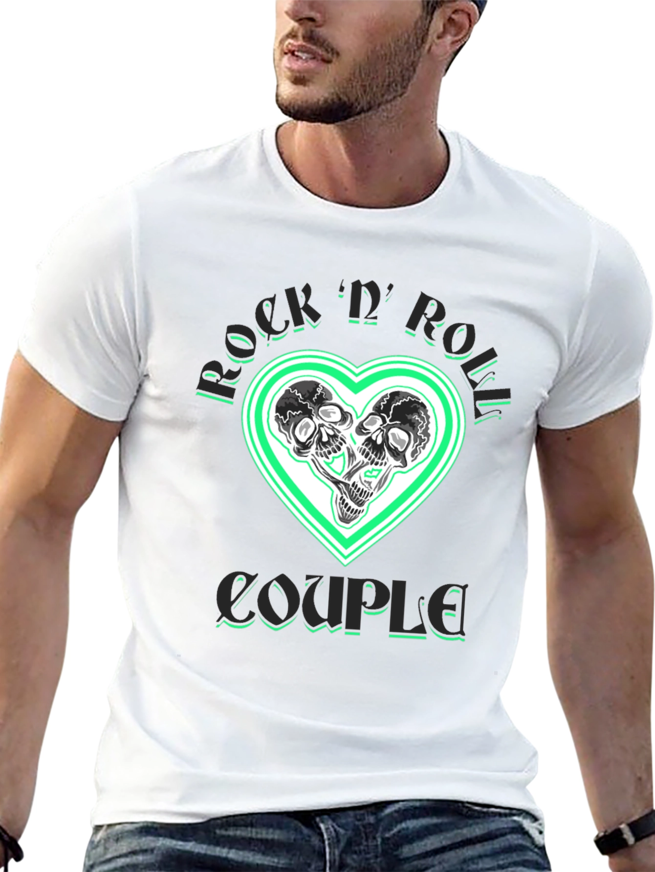 Black Rock 'n' Roll Couple T-Shirt view 13