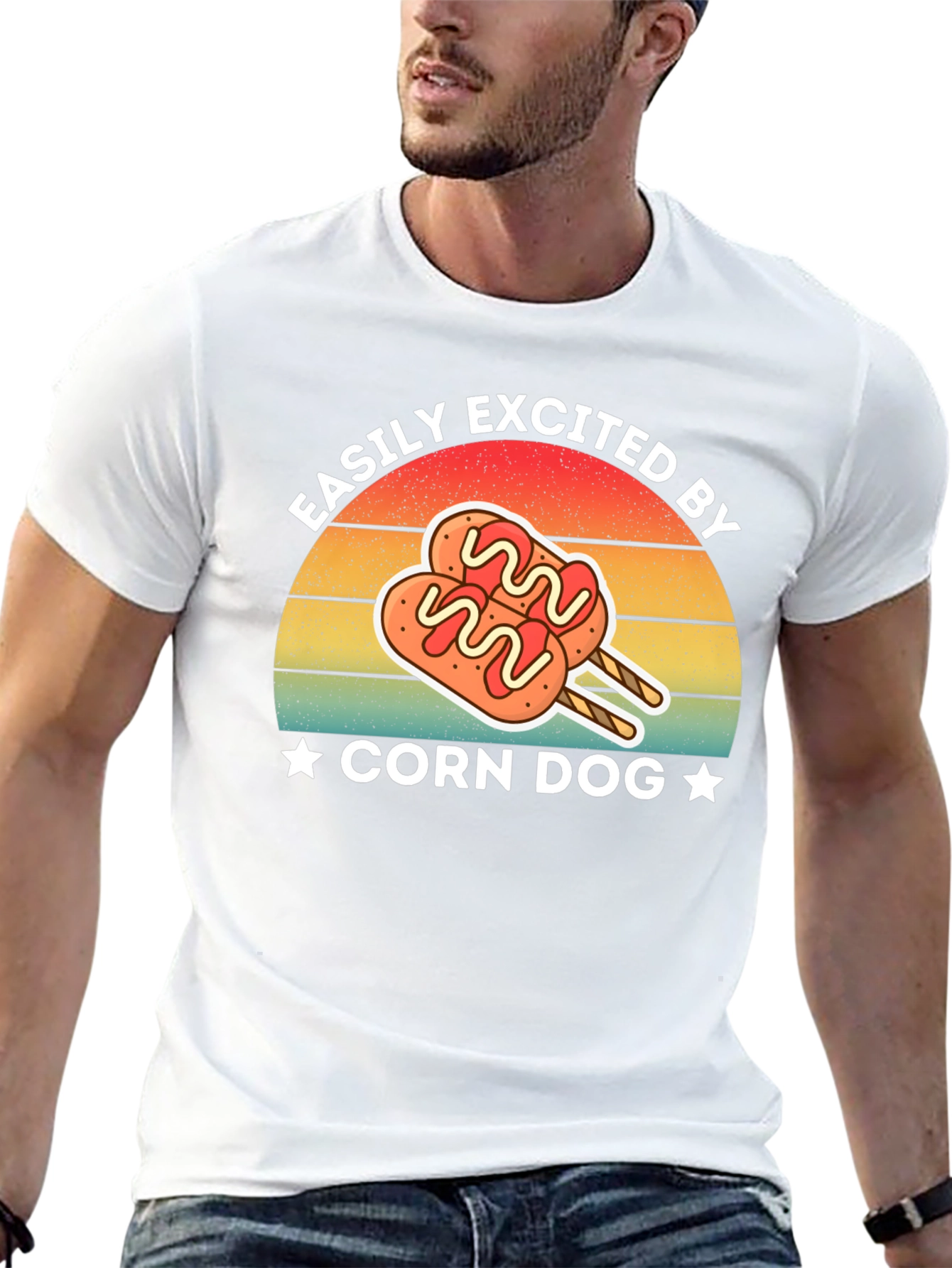 Black Corn Dog Lover T-Shirt - Easily Excited Graphic Tee view 13