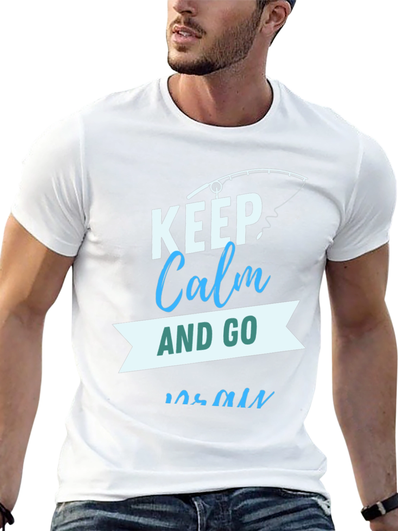 Black Keep Calm and Go Fish Black T-Shirt view 13