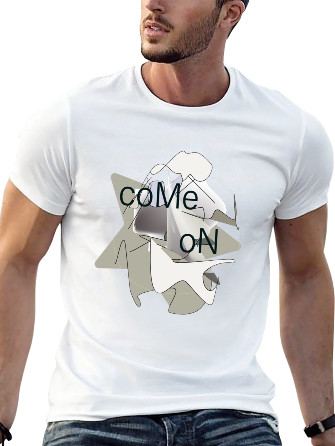 Black Come On Graphic Tee - Modern Casual T-Shirt view 13