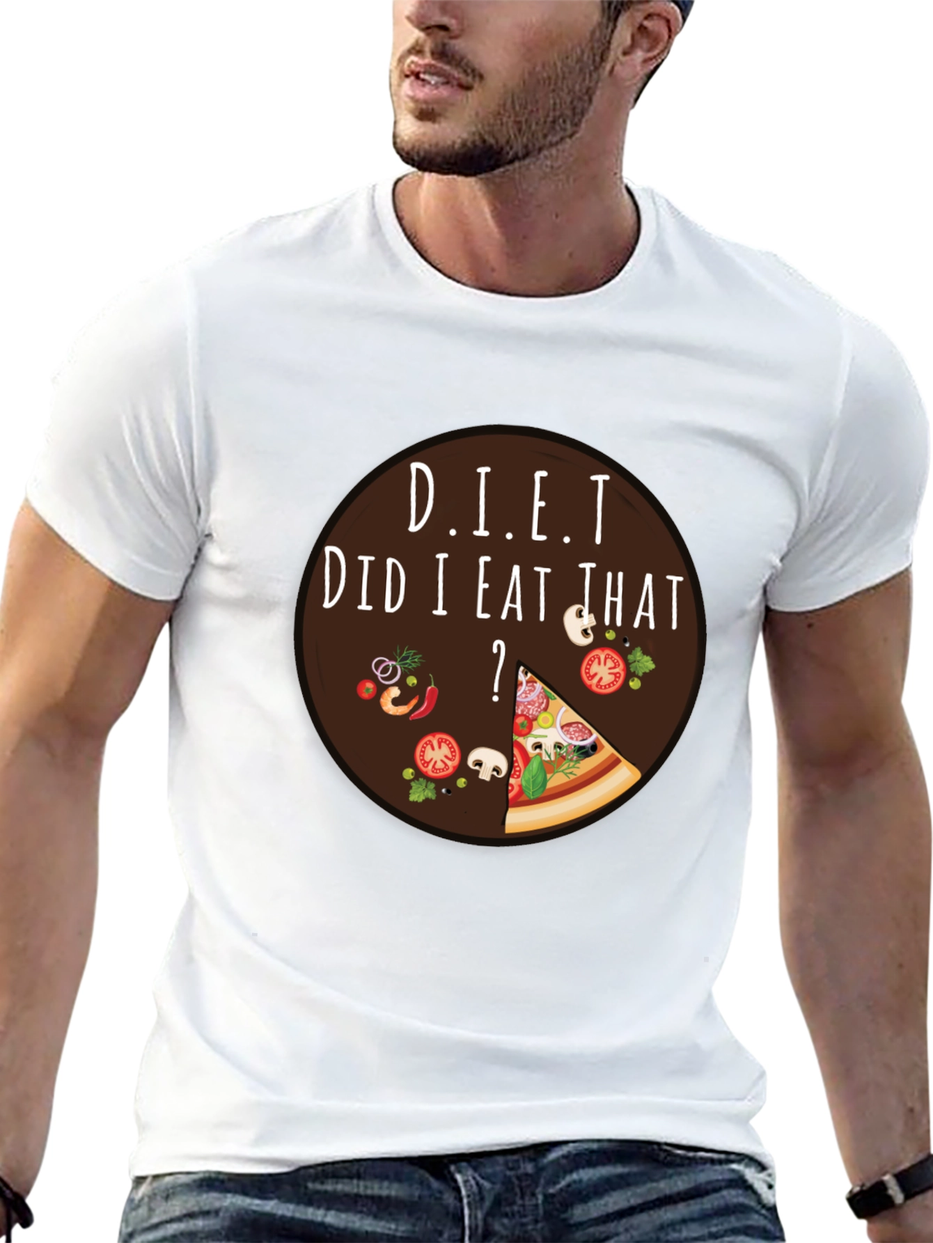 Black Diet Did I Eat That Pizza T-Shirt view 13
