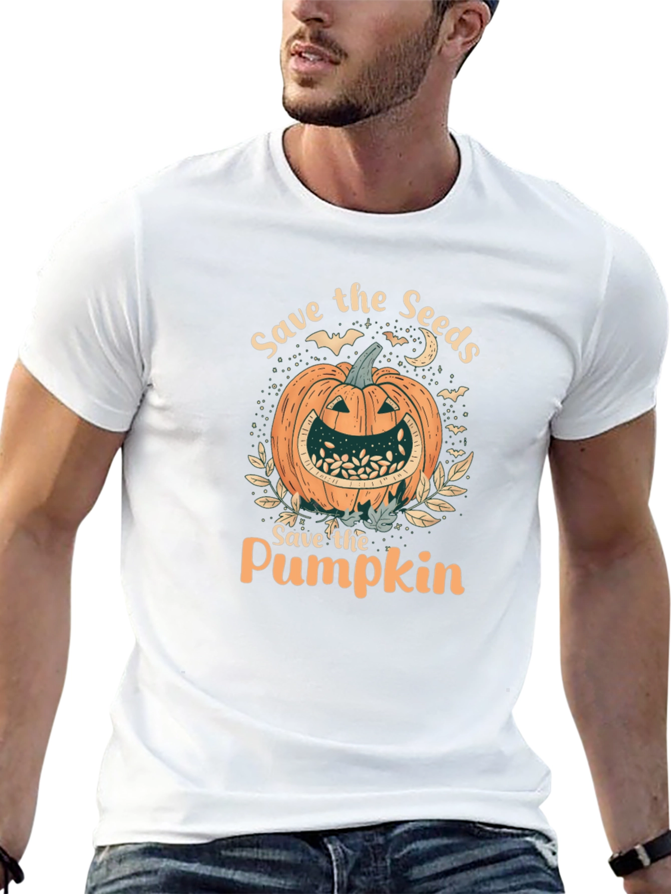 Black Save the Seeds Pumpkin T-Shirt - Halloween view 13