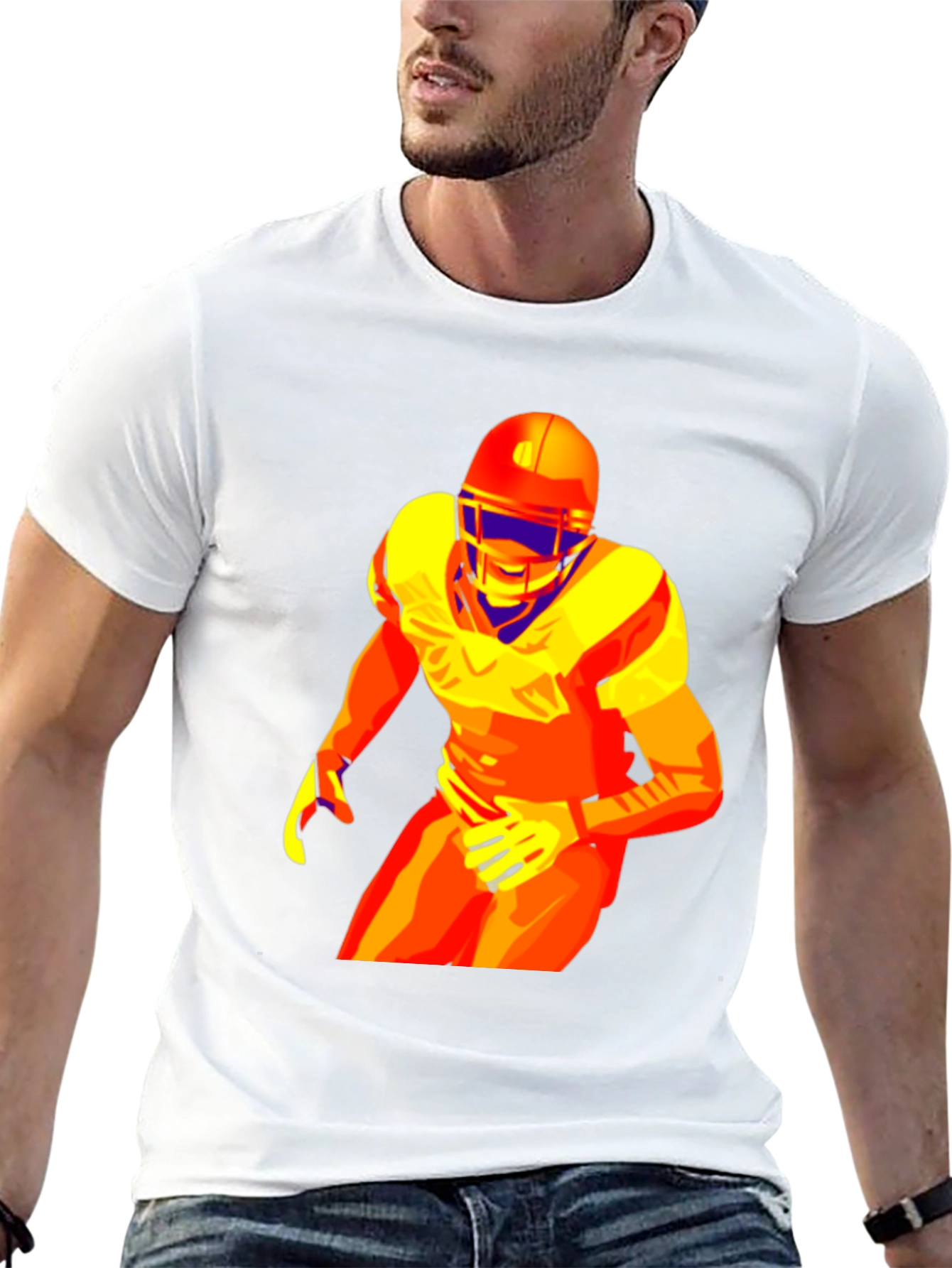 Black Football Player Graphic Tee - Premium Cotton Blend view 13