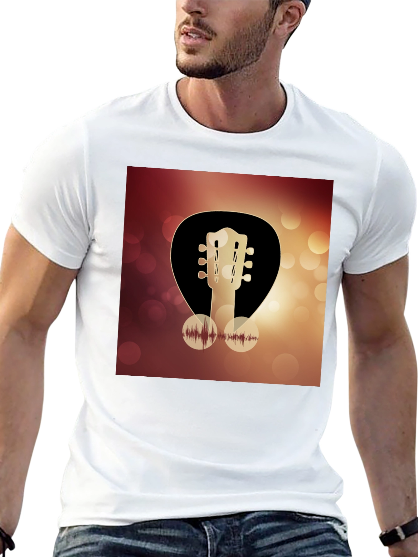 Black Guitar Headstock Graphic Tee - Music Lover T-Shirt view 13