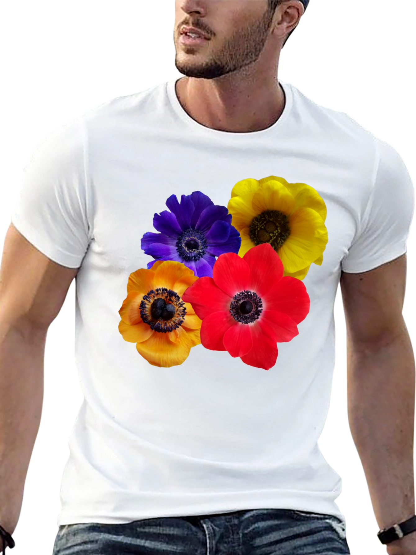 Black Floral Anemone T-Shirt view 13