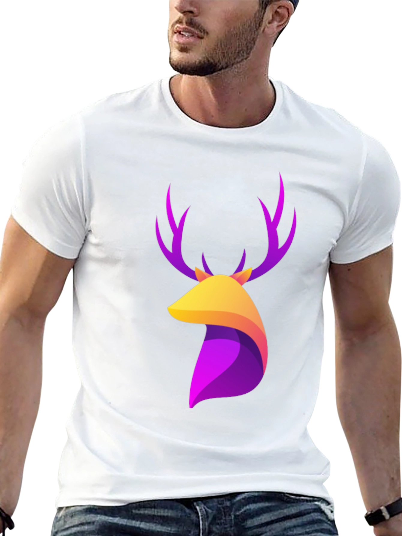 Black Stylish Deer Graphic T-Shirt - Modern Design view 13
