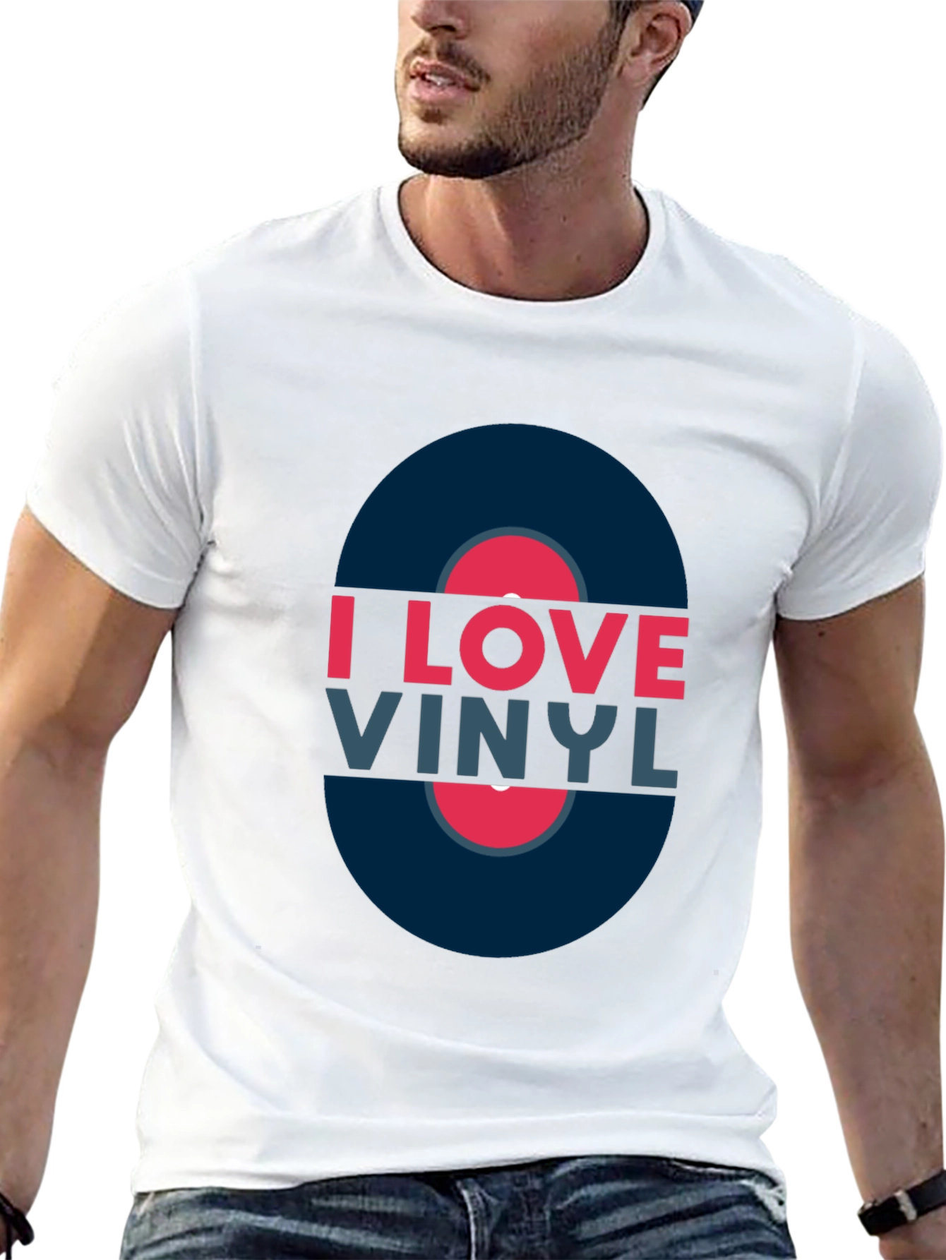 Black I Love Vinyl Black T-Shirt - Music Lover Tee view 13