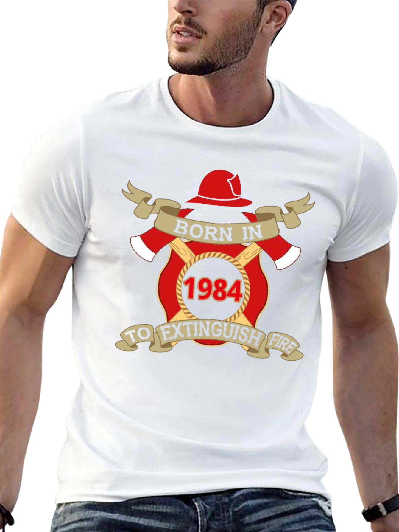 Black Born in 1984 Firefighter T-Shirt view 13
