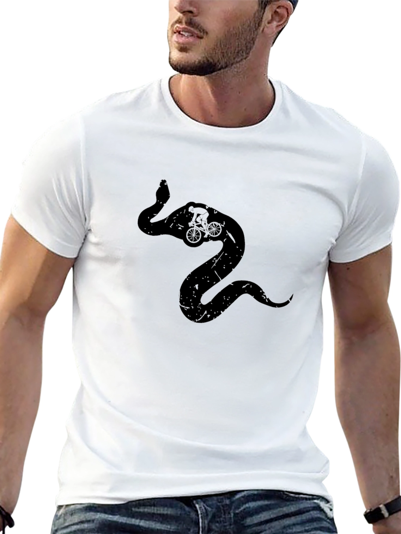 Black Snake Cyclist Graphic Tee - Men's Black T-Shirt view 13