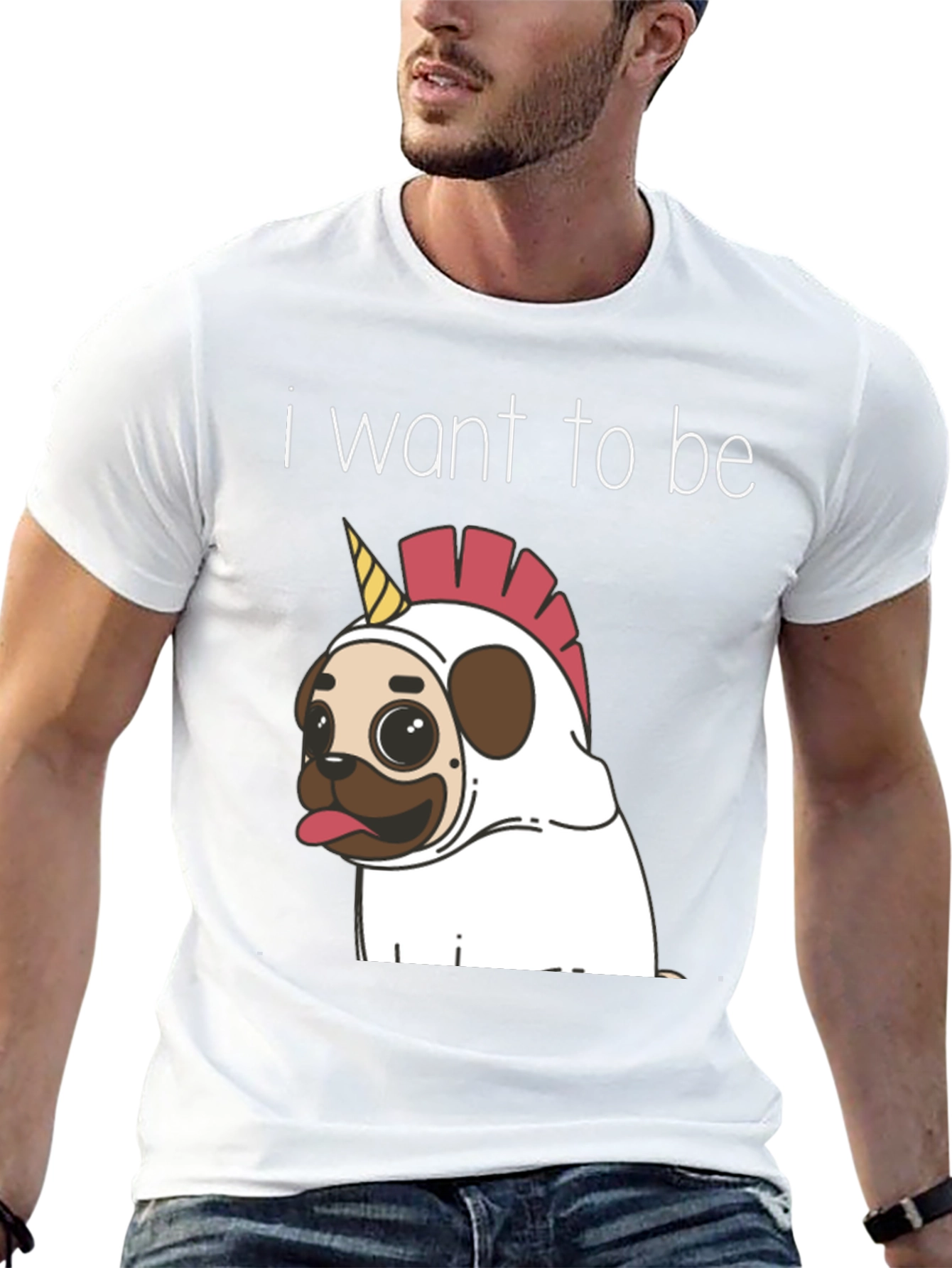 Black Funny Pug Unicorn T-Shirt - I Want To Be view 13