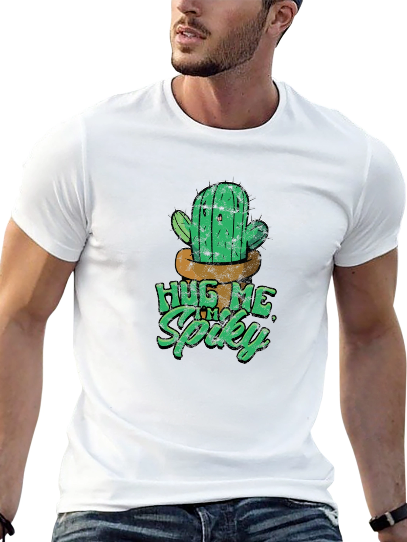 Black Hug Me I'm Spiky Cactus T-Shirt view 13
