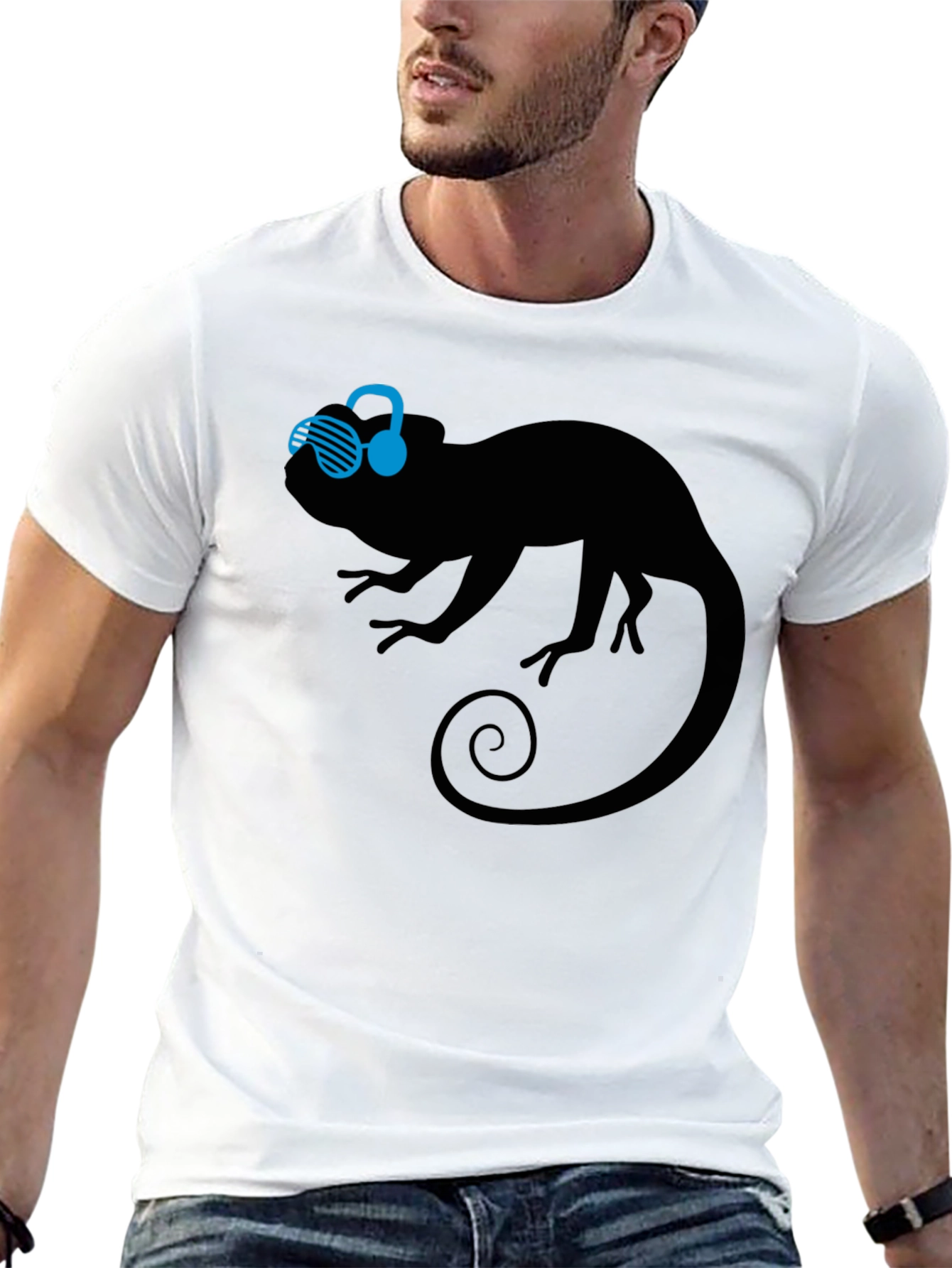 Black Cool Chameleon Graphic Tee view 13