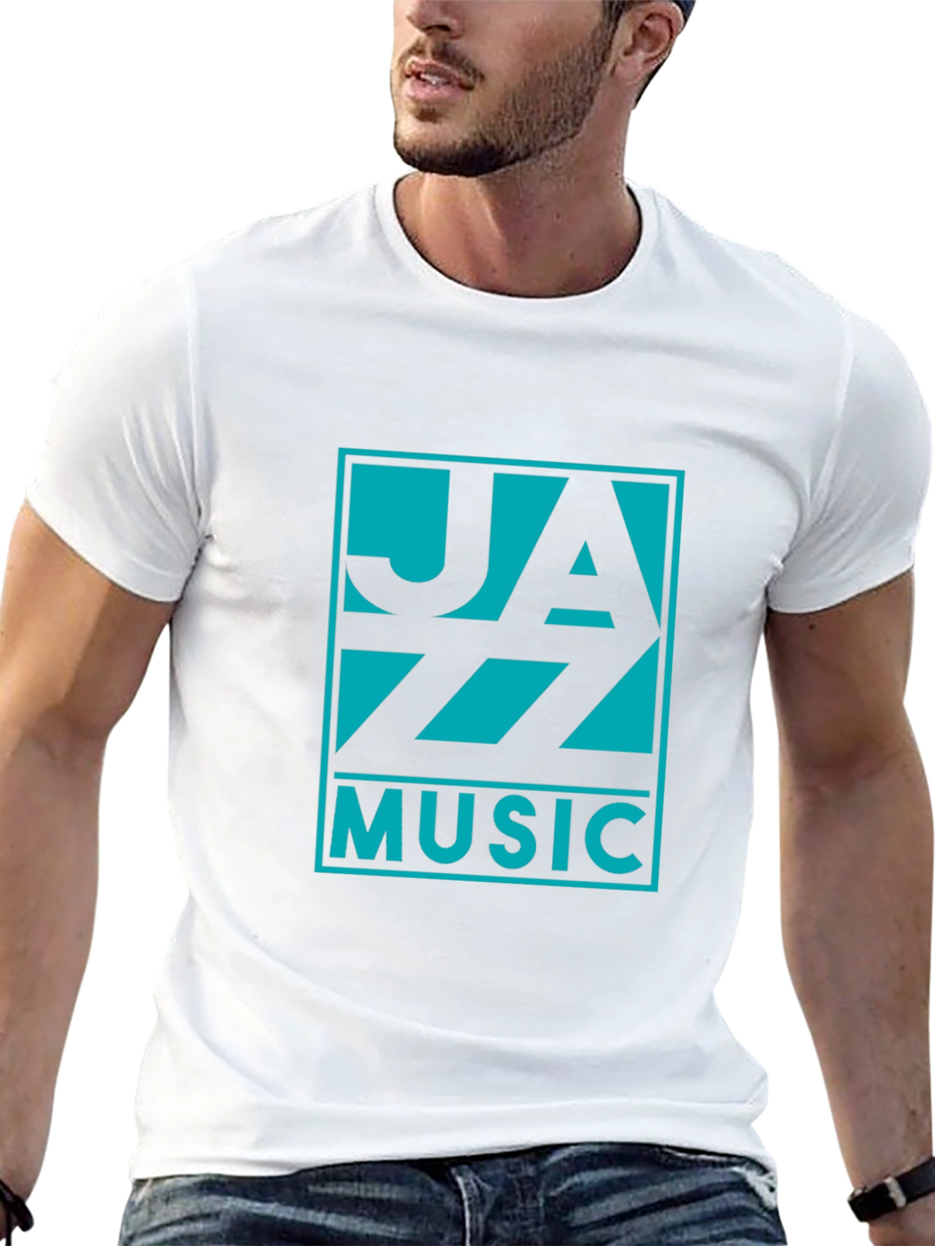 Black Jazz Music Graphic Tee - Black Cotton T-Shirt view 13