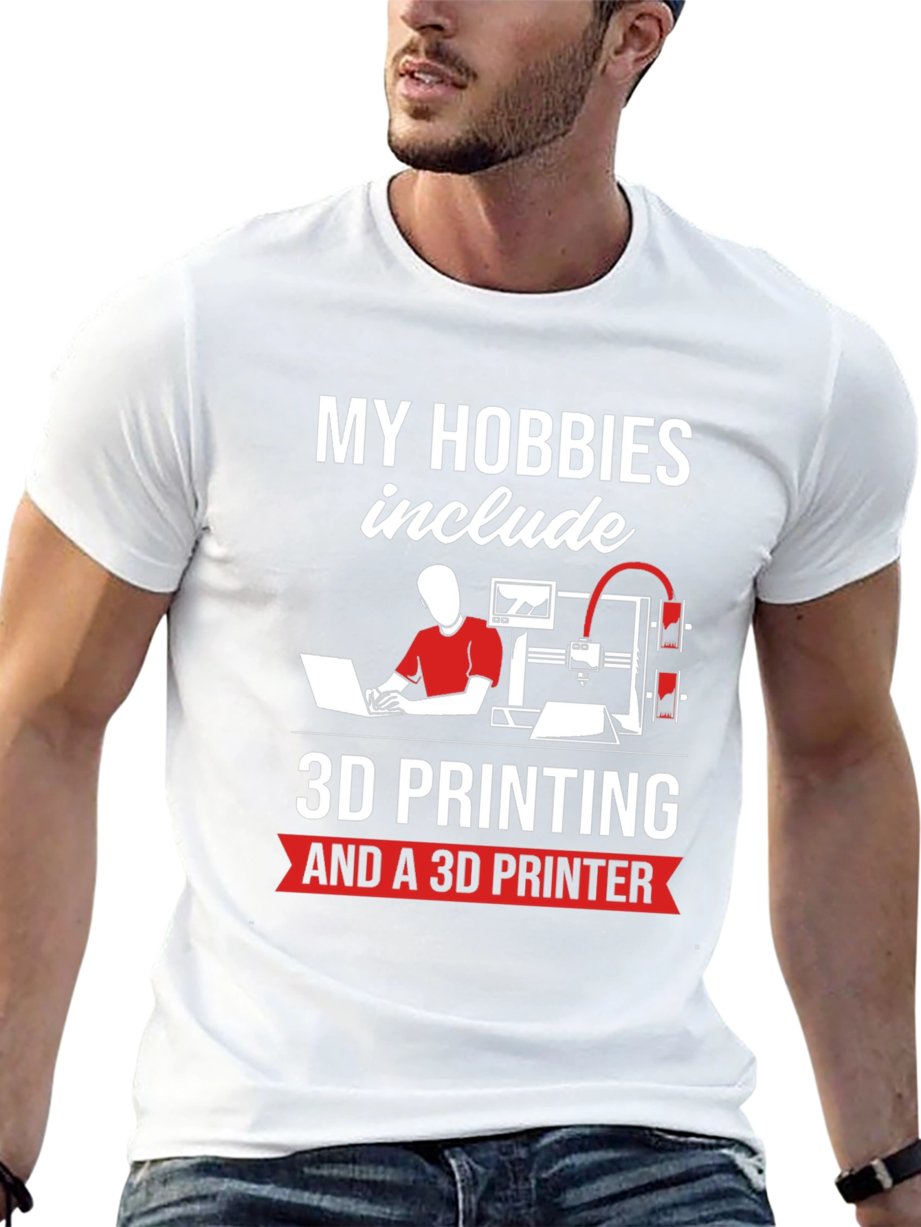 Black 3D Printing Hobbyist T-Shirt - "My Hobbies Include" view 13