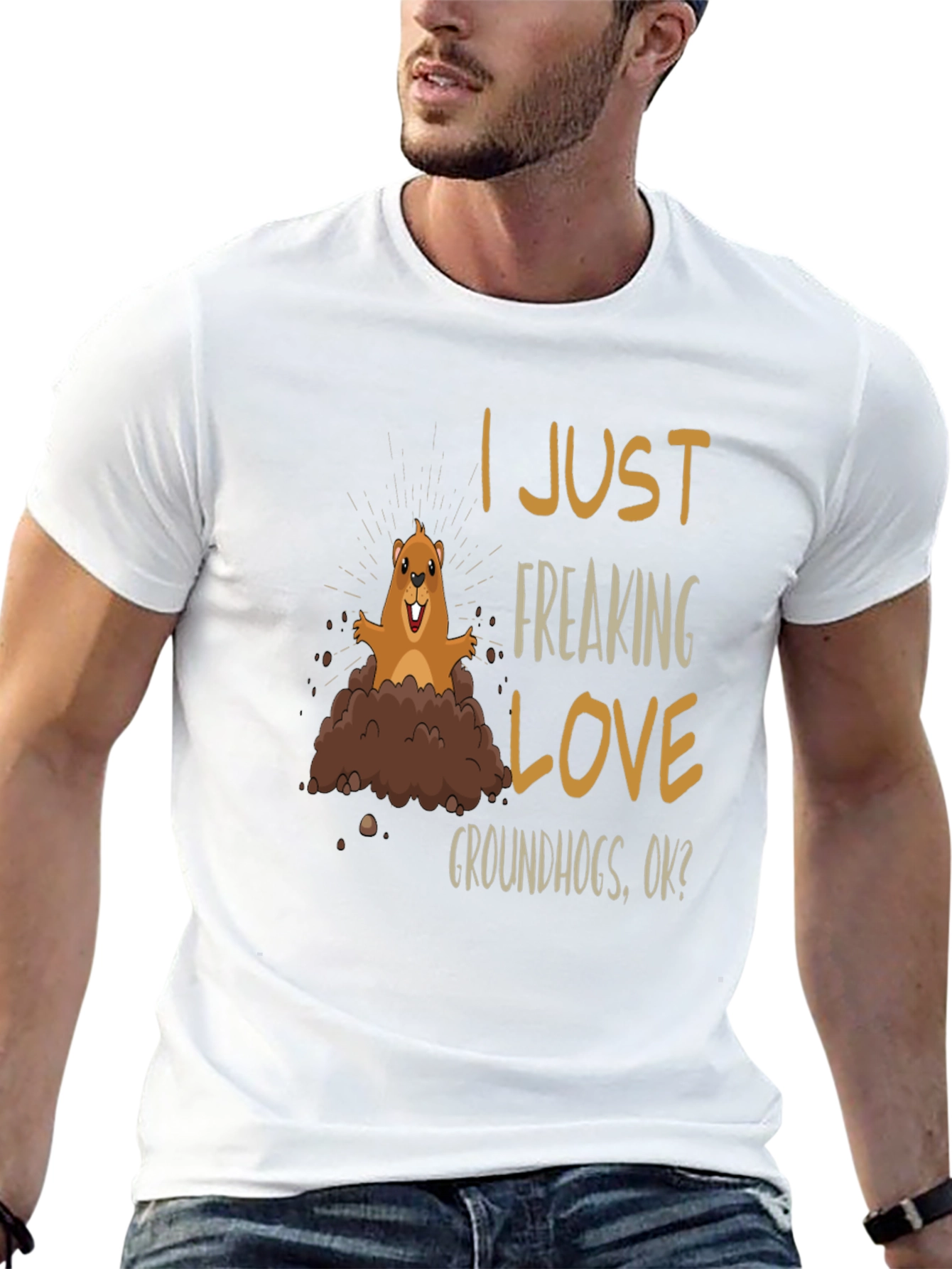 Black I Love Groundhogs T-Shirt - Unisex Black Tee view 13