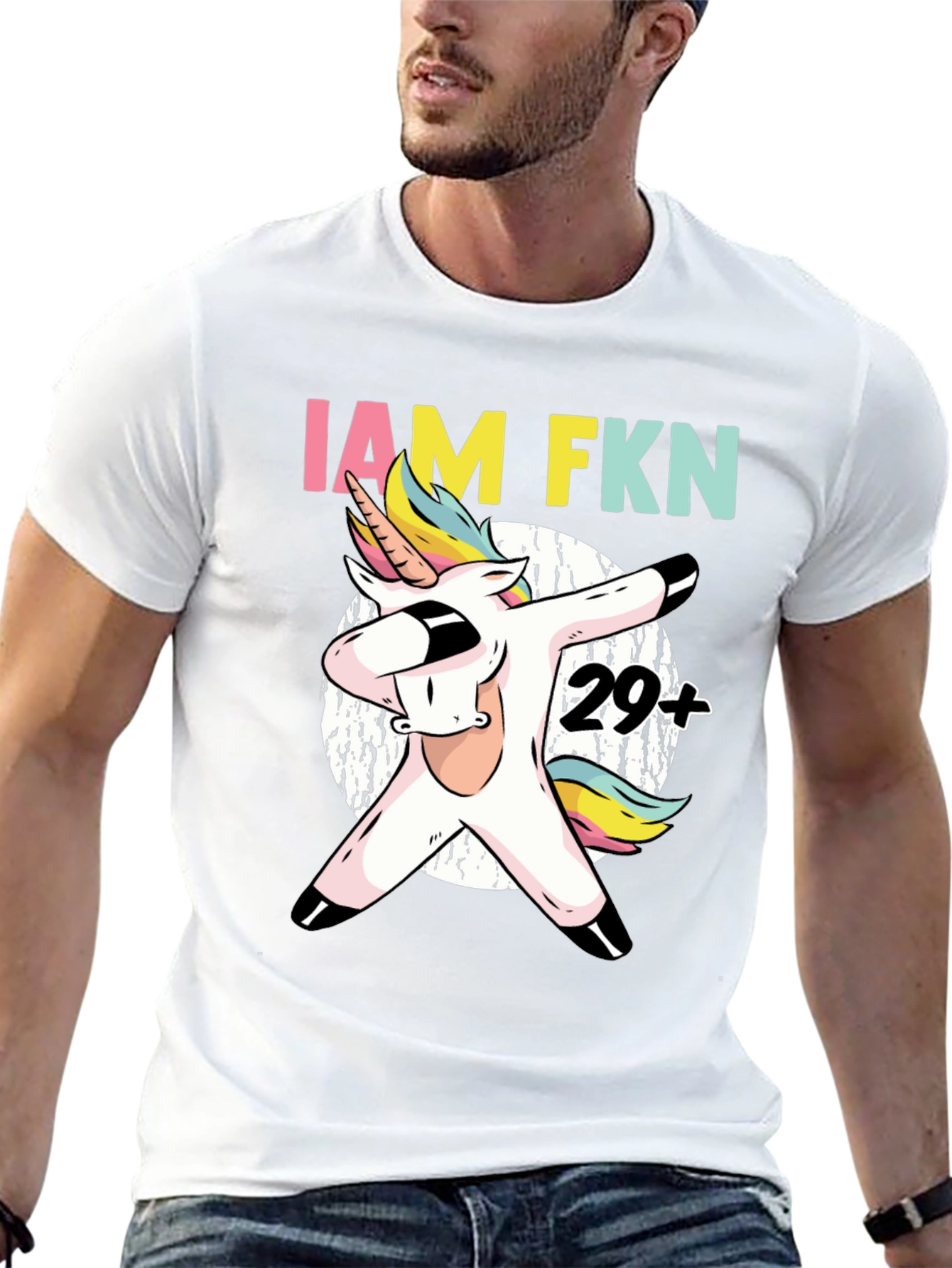 Black IAM FKN 29+ Unicorn Dabbing T-Shirt view 13