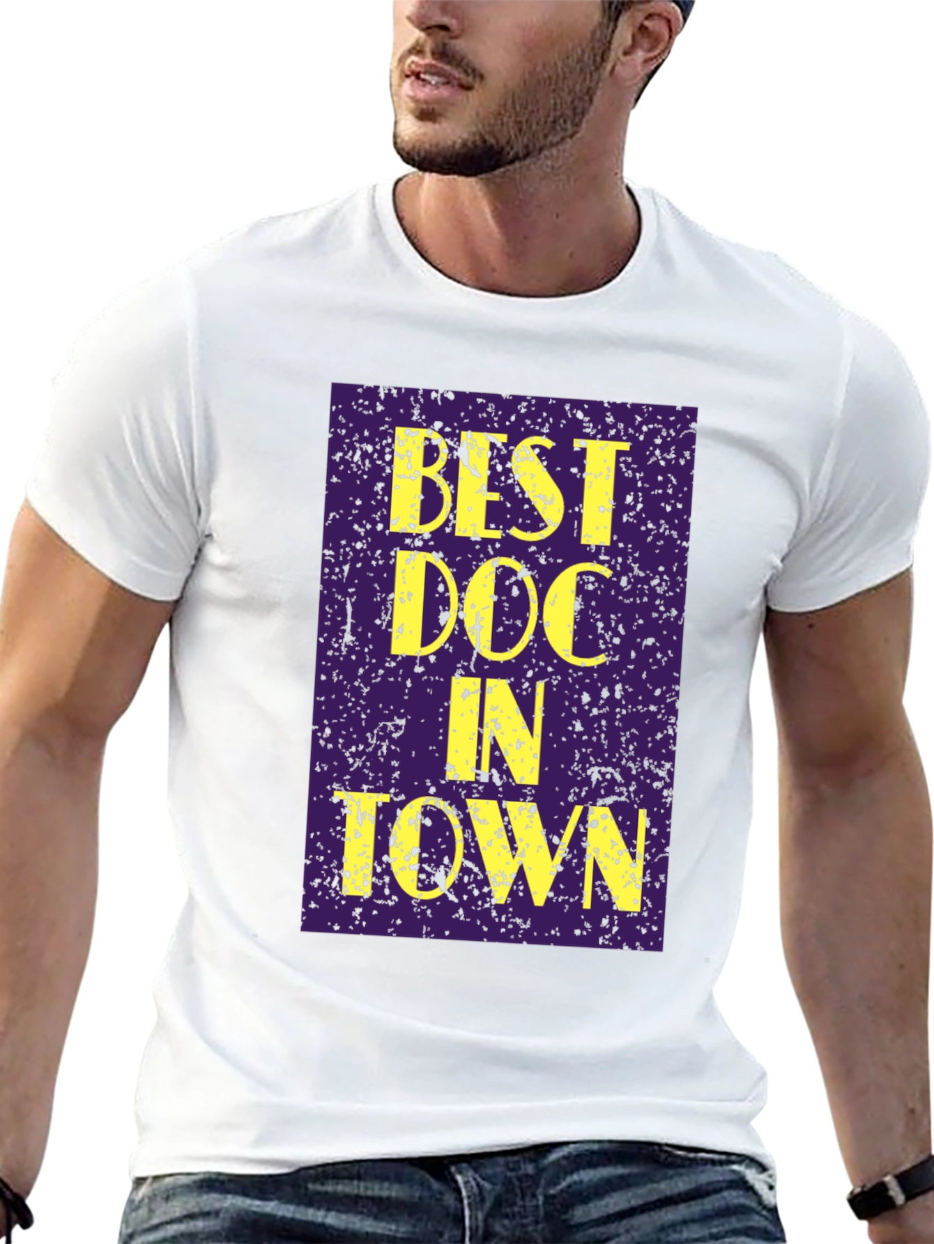 Black Best Doc In Town Graphic Tee - Novelty Doctor T-Shirt view 13
