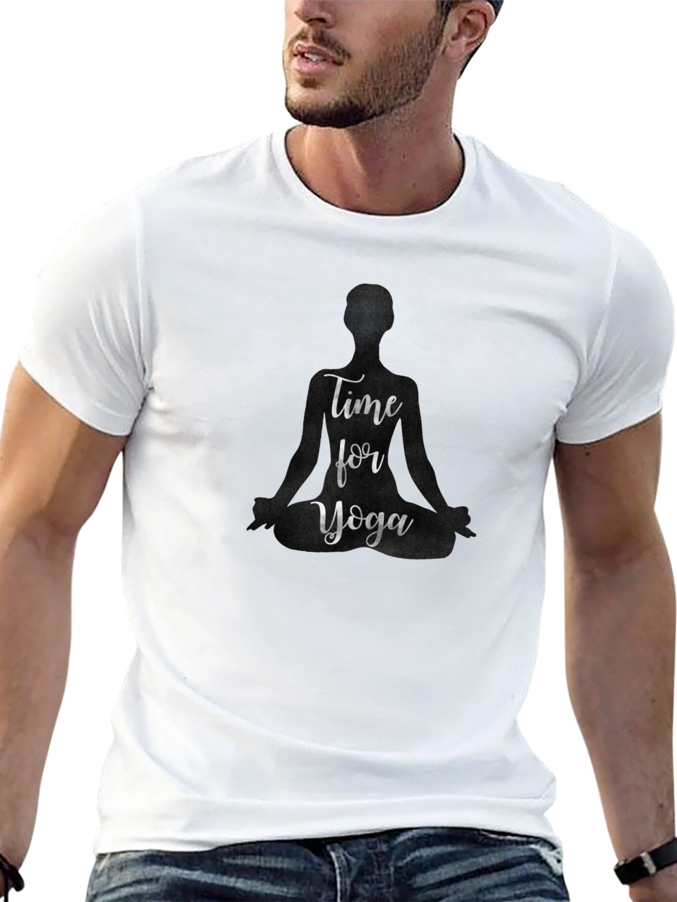 Black Time for Yoga Graphic Tee - Meditation T-Shirt view 13