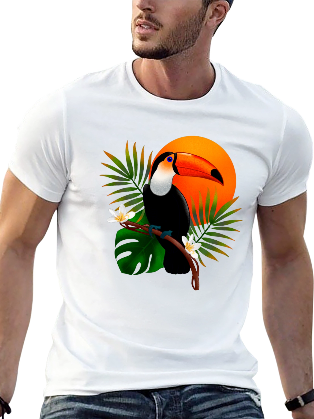 Black Tropical Toucan T-Shirt - Vibrant Graphic Tee view 13