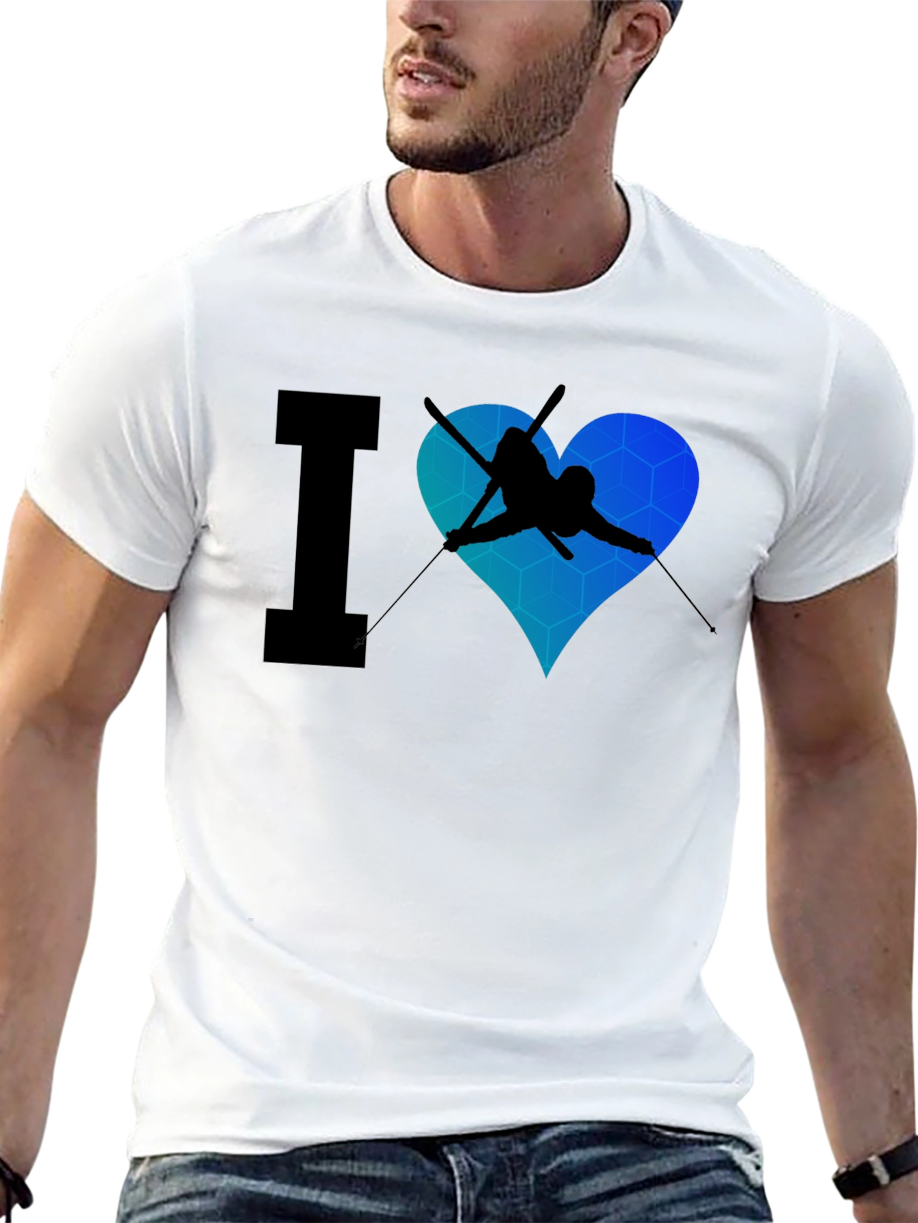 Black I Heart Skiing Black T-Shirt view 13