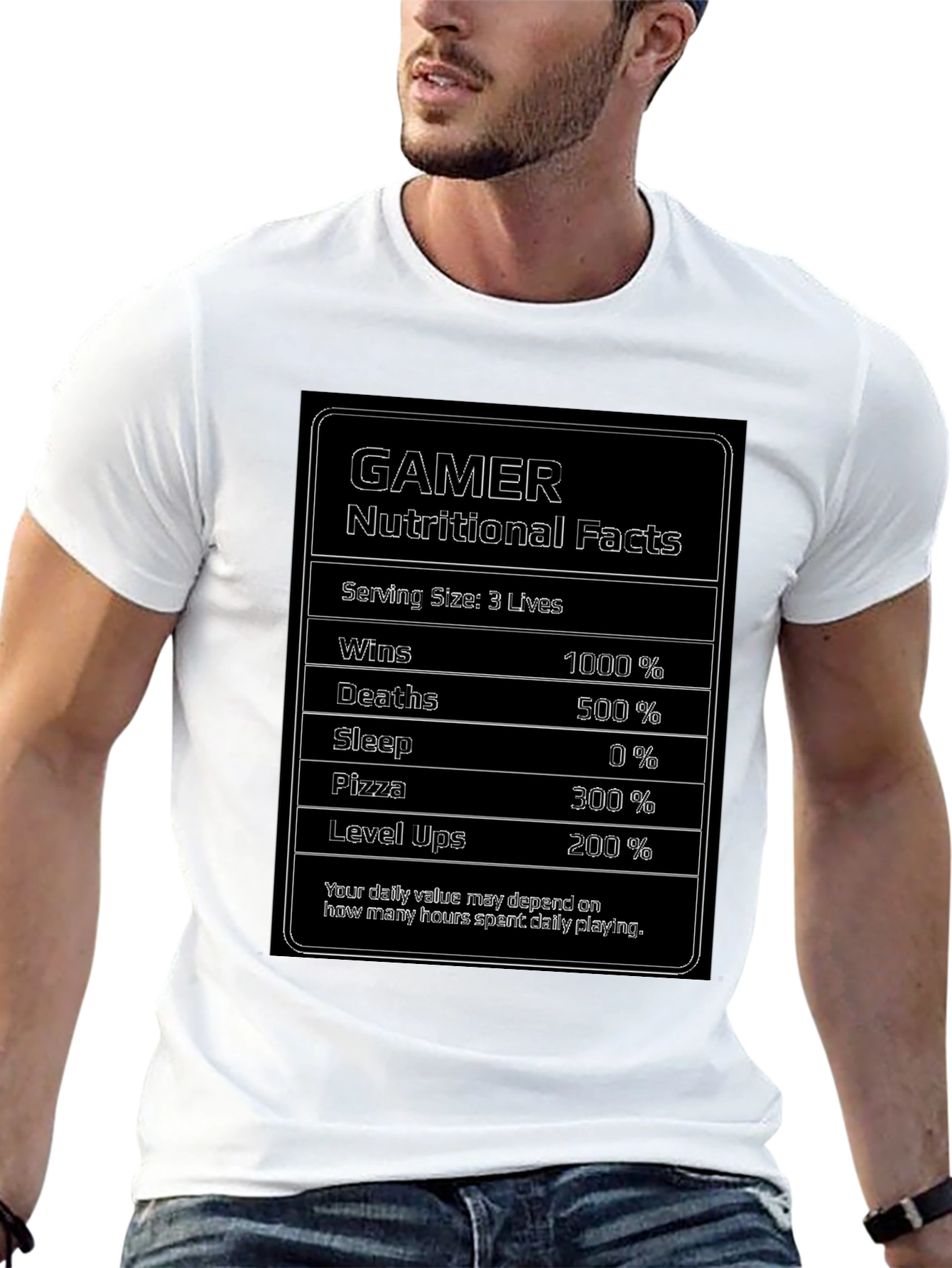 Black Gamer Nutritional Facts Funny T-Shirt view 13