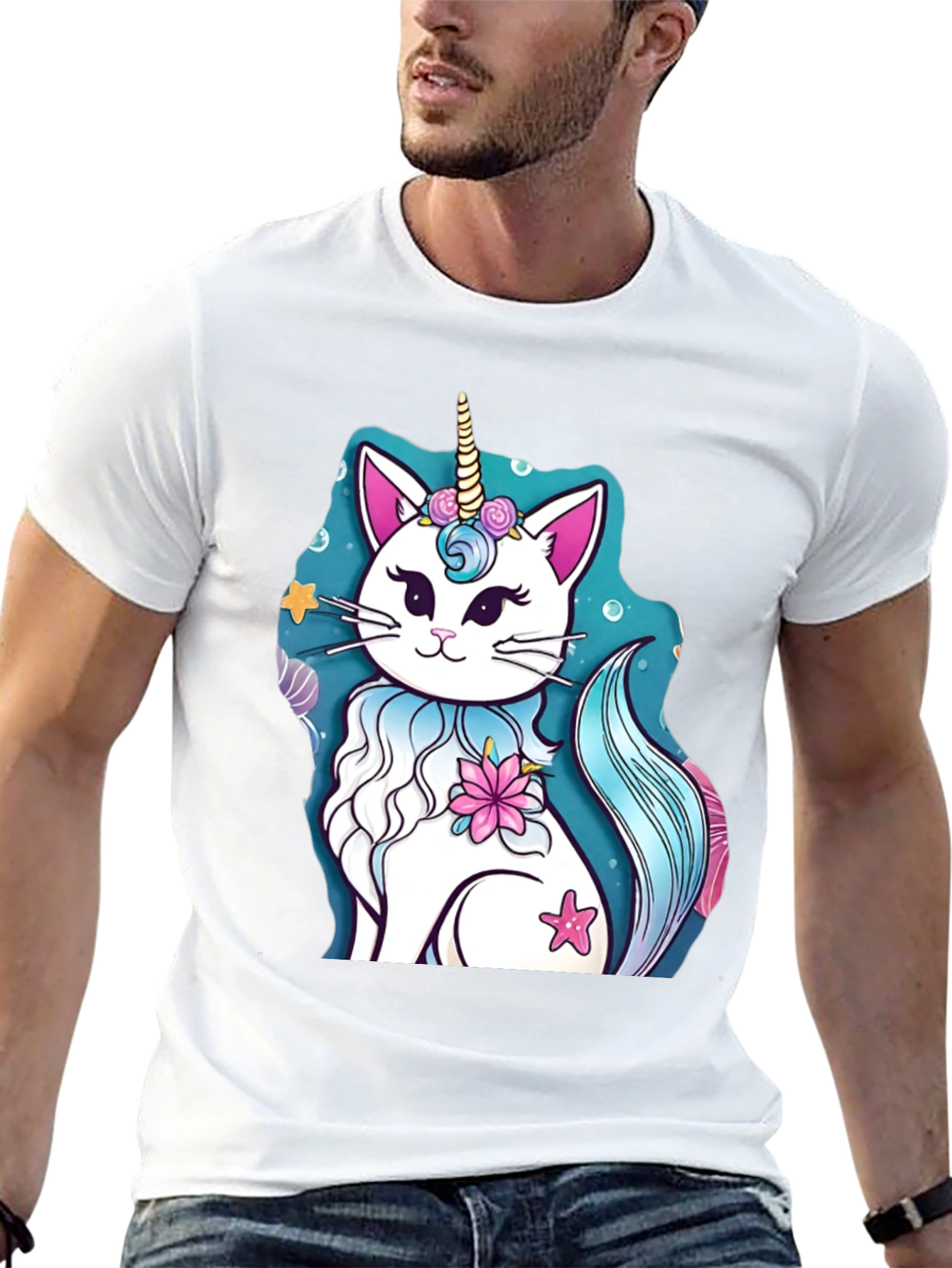 Black Unicat T-Shirt - Cat Unicorn Design view 13