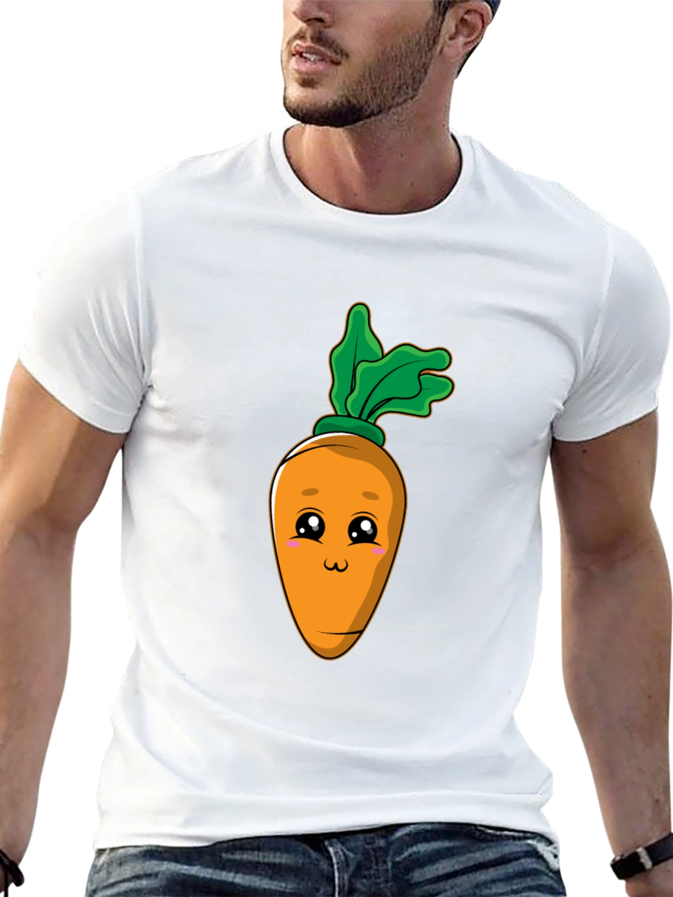 Black Cute Carrot Graphic Tee - Black Cotton Blend T-Shirt view 13