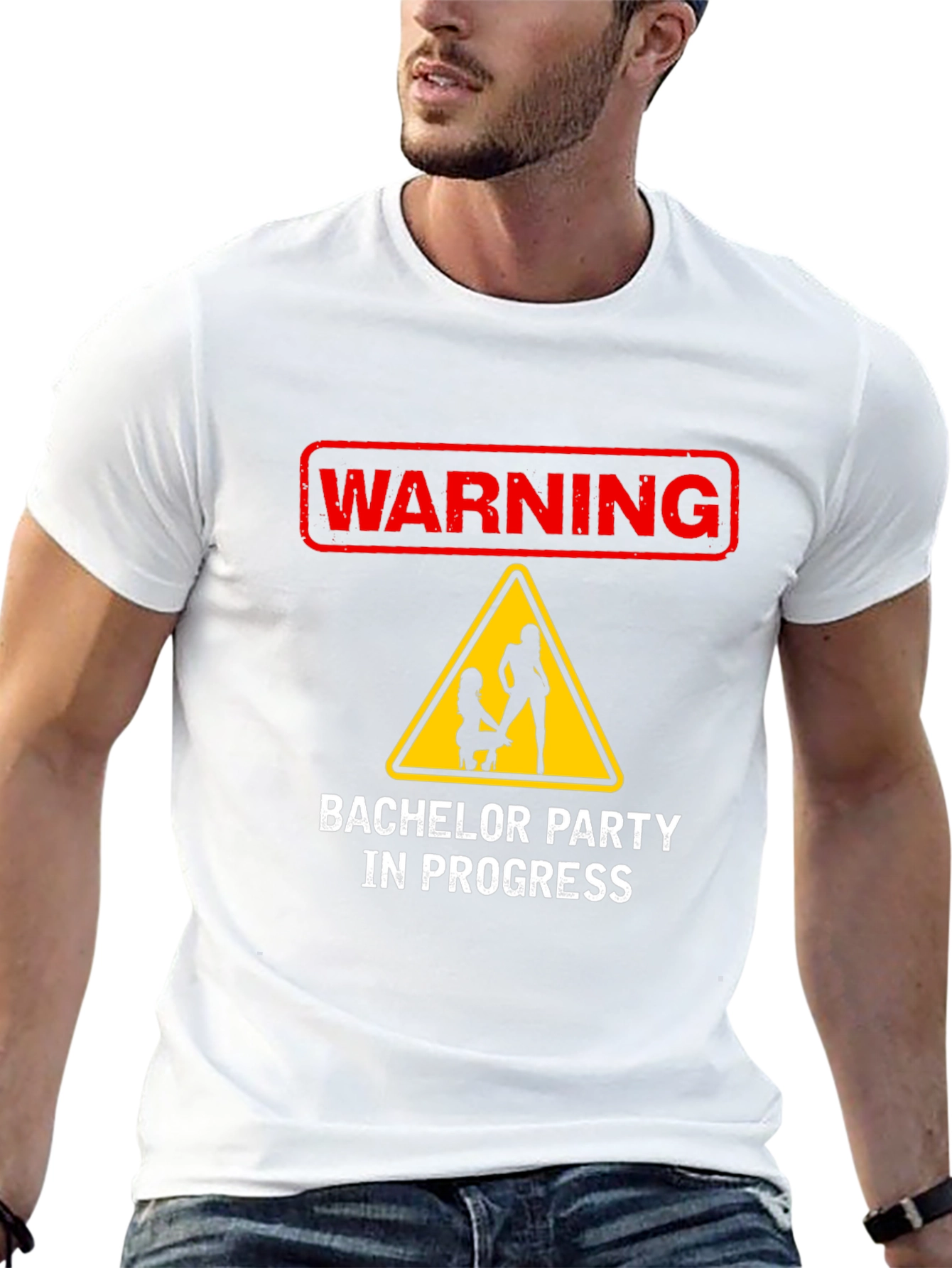 Black Warning: Bachelor Party in Progress T-Shirt view 13