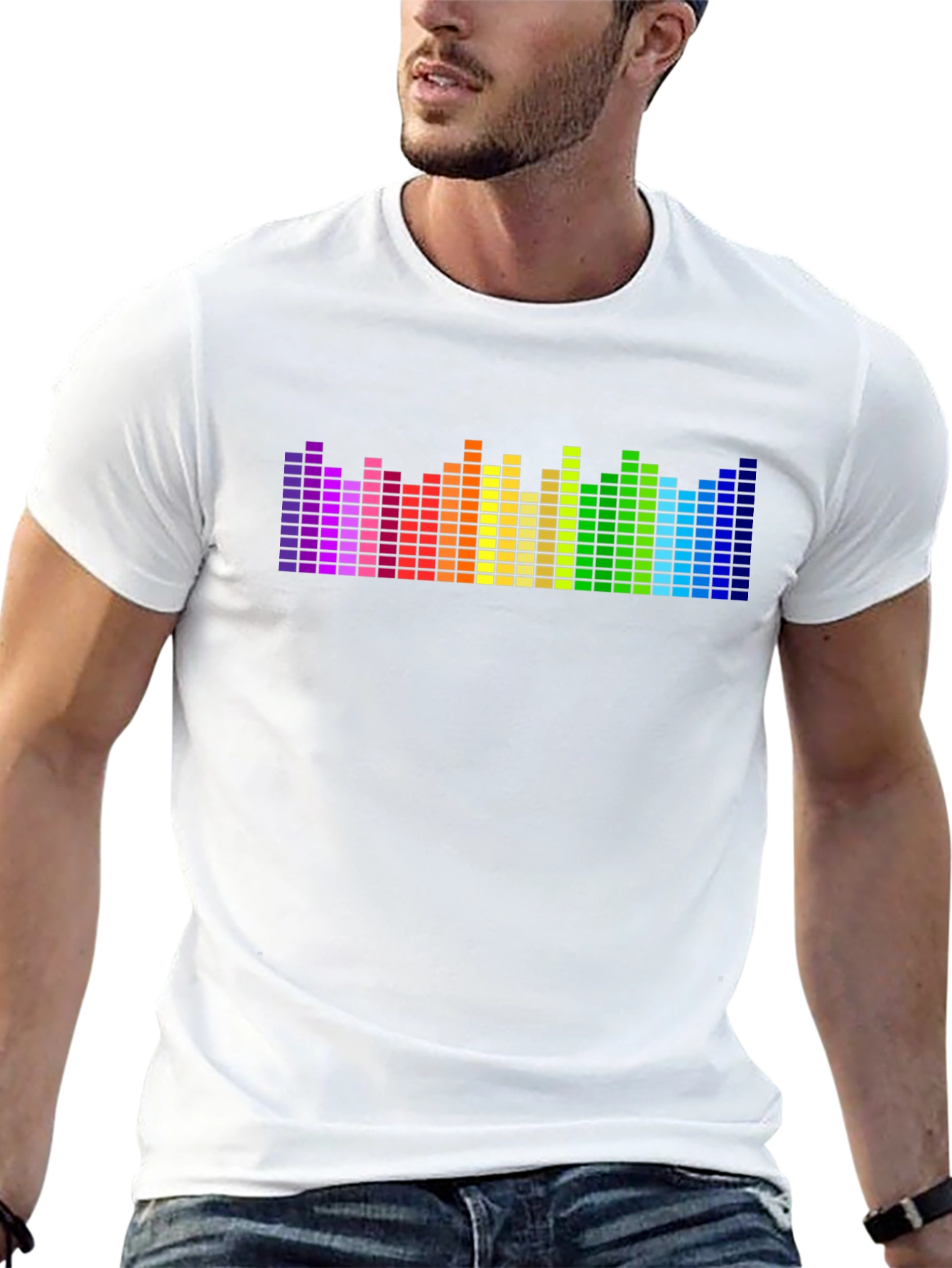 Black Rainbow Equalizer Graphic Tee - Black Cotton Blend view 13