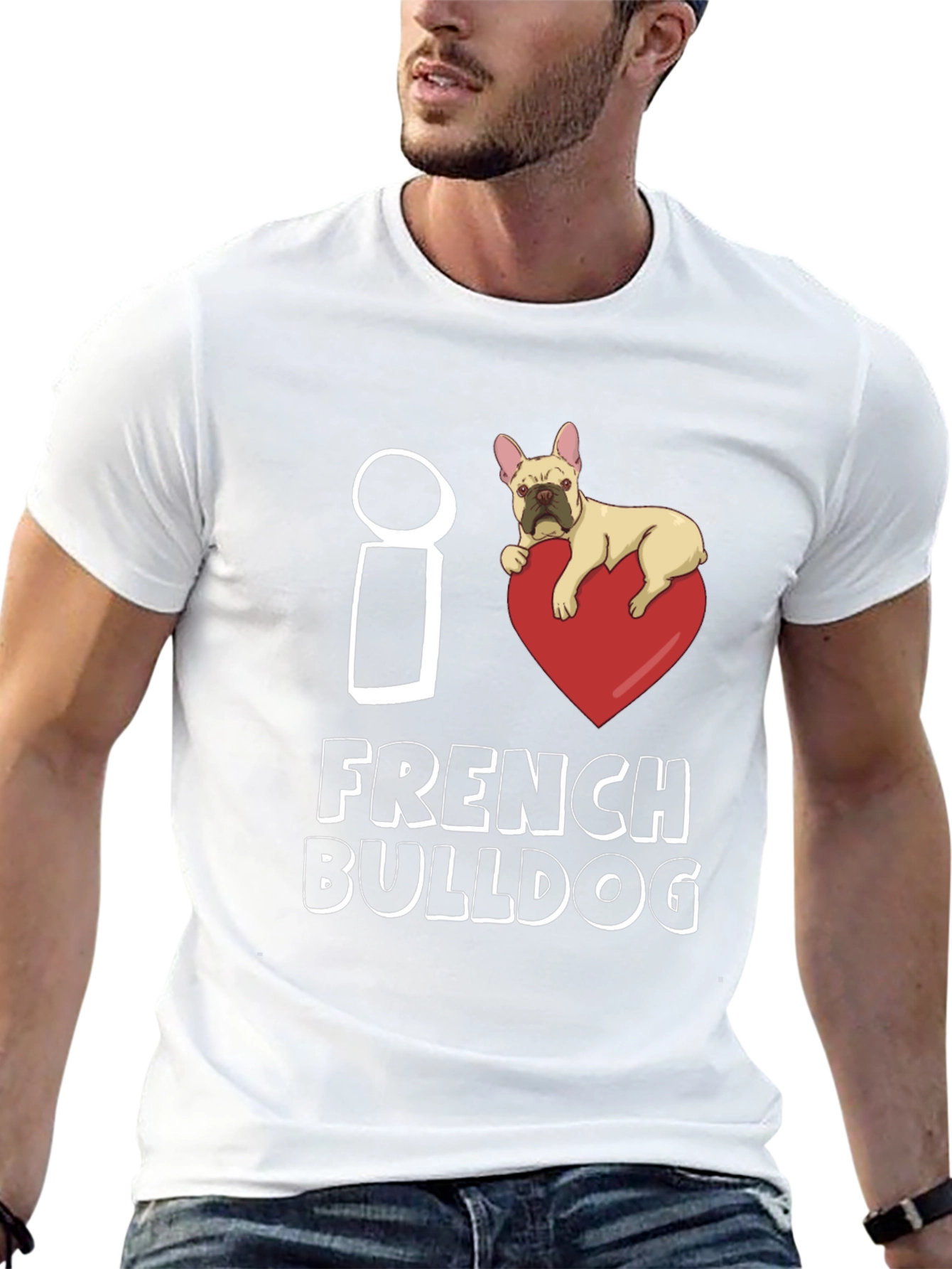 Black I Heart French Bulldog Graphic Tee - Black view 13