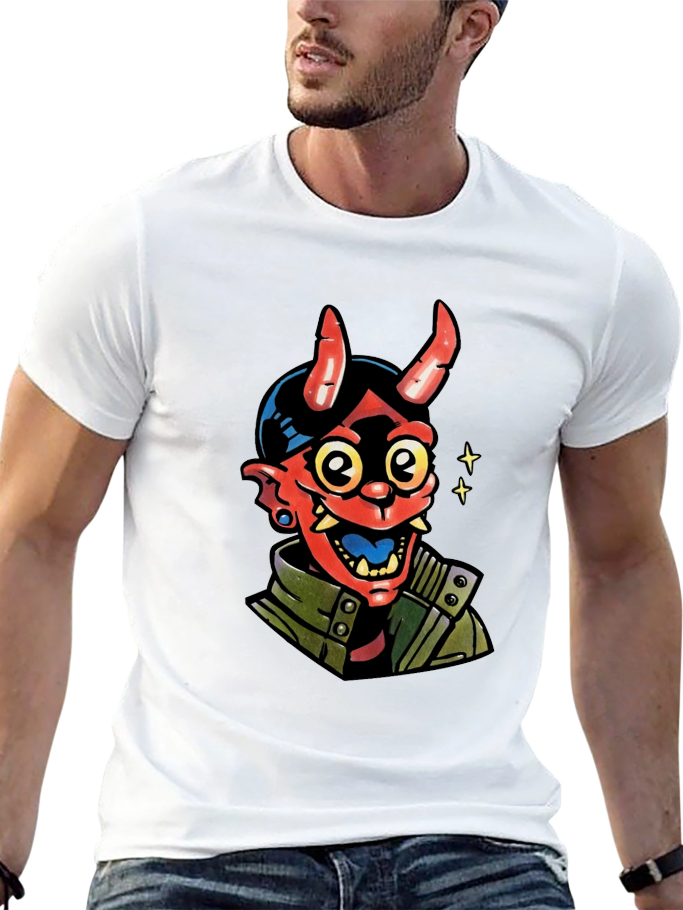 Black Devil Graphic Print Black T-Shirt view 13