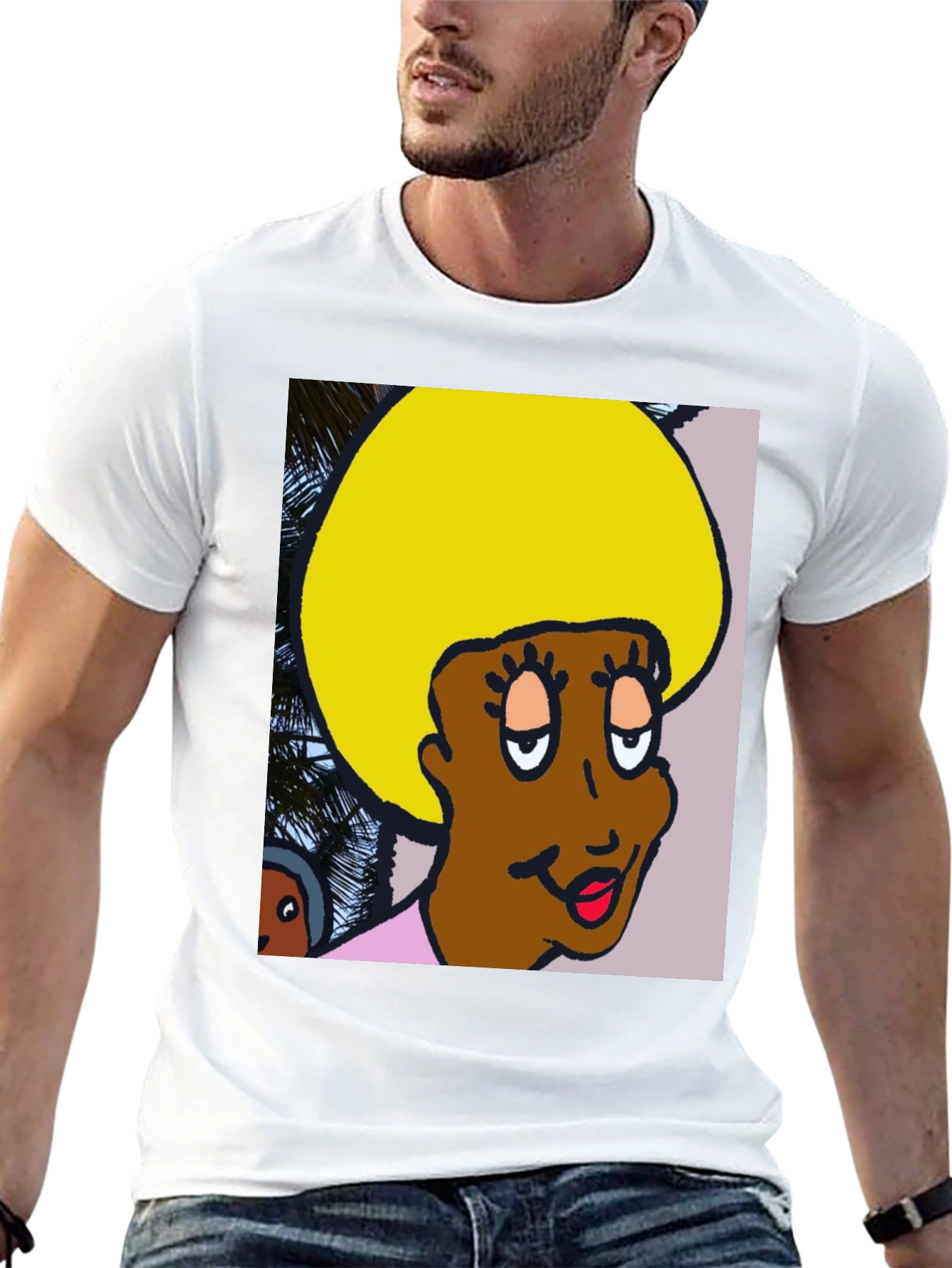 Black Retro Cartoon Afro T-Shirt view 13