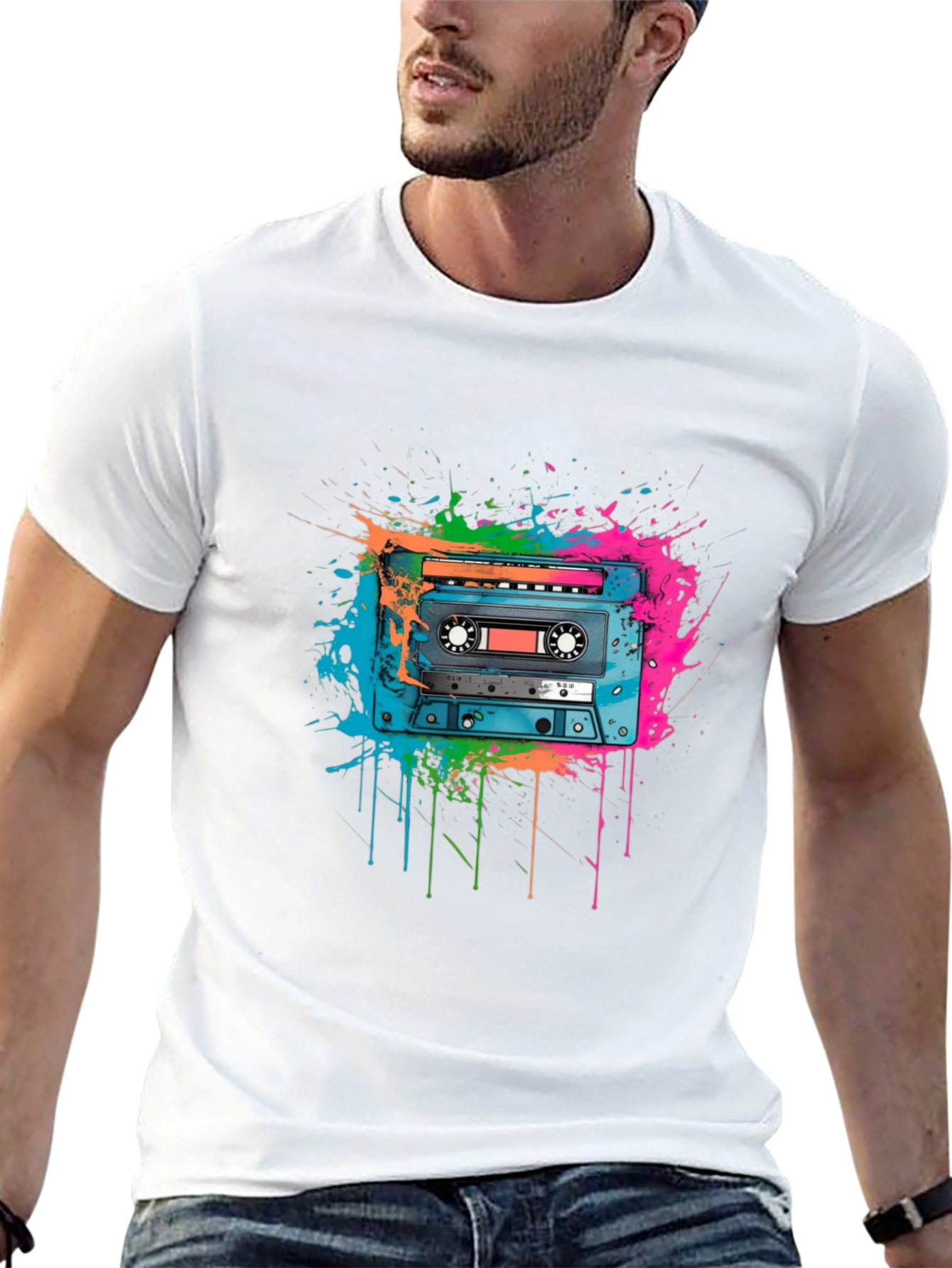 Black Retro Cassette Tape Graphic Tee view 13